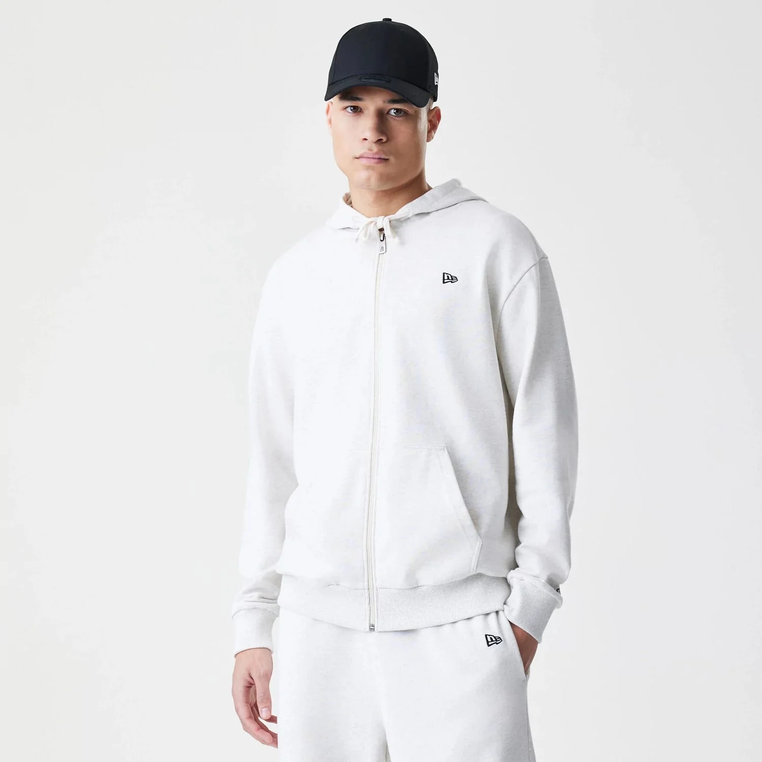 New Era Premium Essential Pastel Grey Oversized Full Zip Hoodie