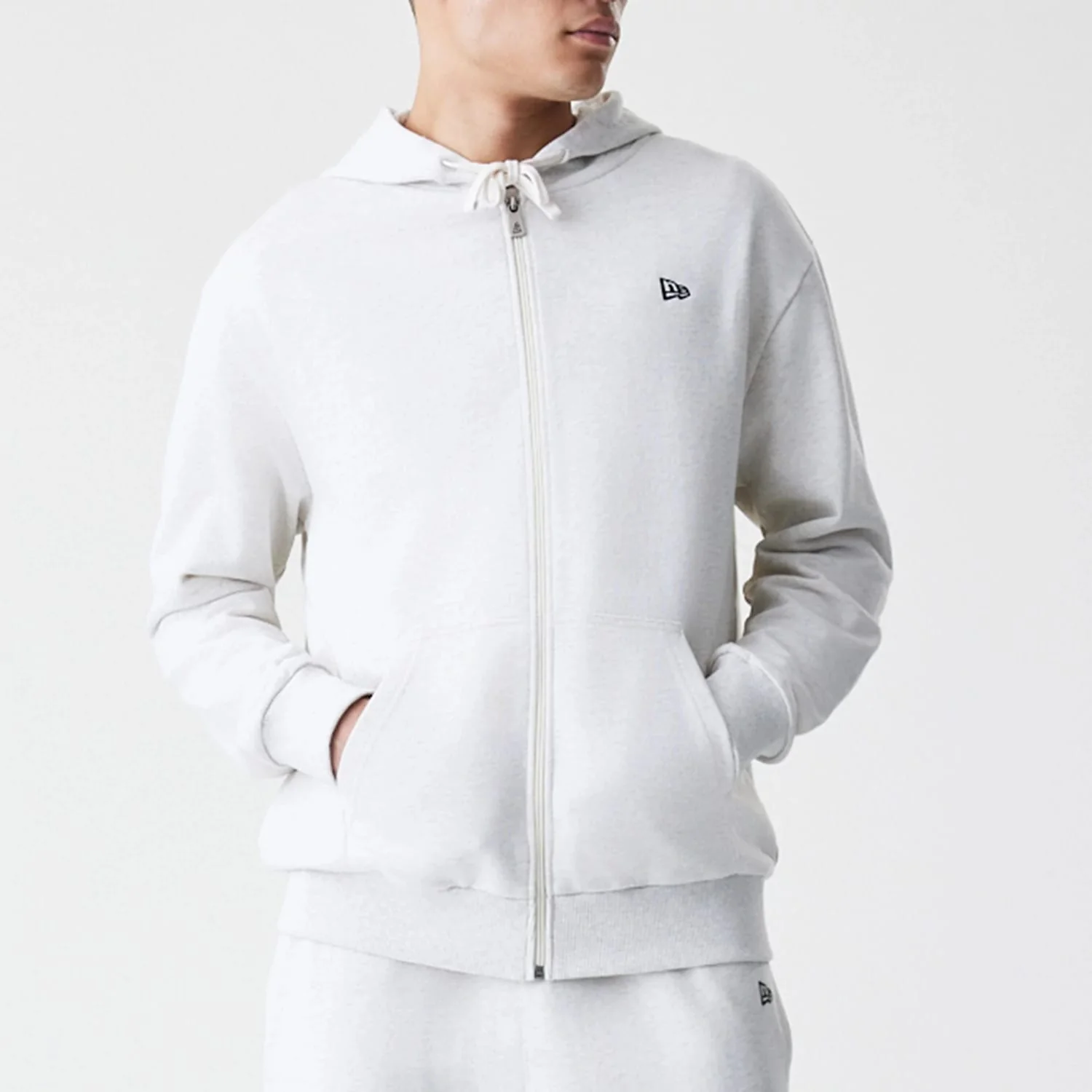 New Era Premium Essential Pastel Grey Oversized Full Zip Hoodie - Image 3