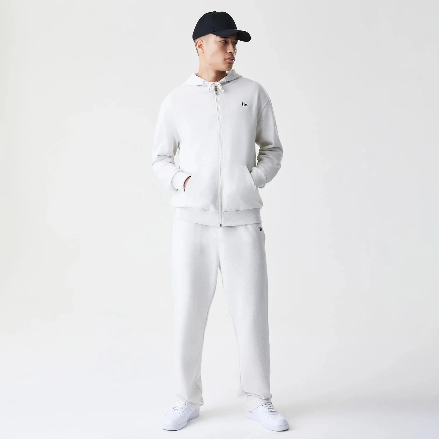 New Era Premium Essential Pastel Grey Oversized Full Zip Hoodie - Image 8