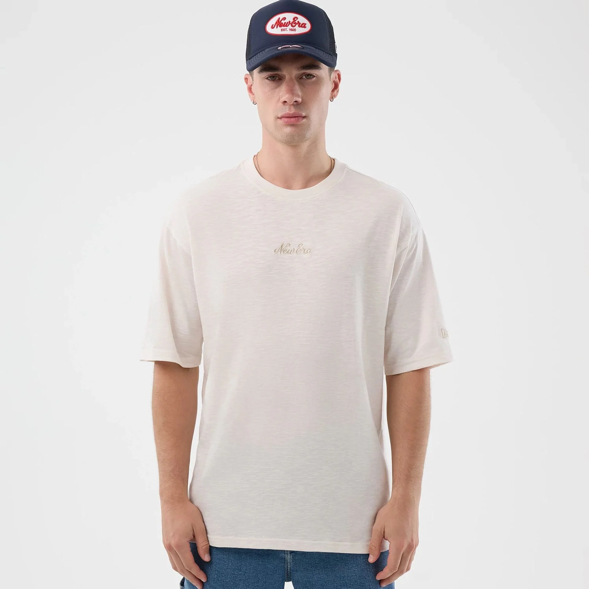 New Era Slub Open White Oversized T-Shirt