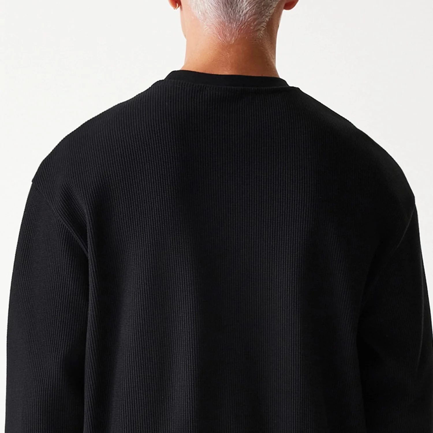 New Era Waffle Black Oversized Crew Neck Sweater - Image 6