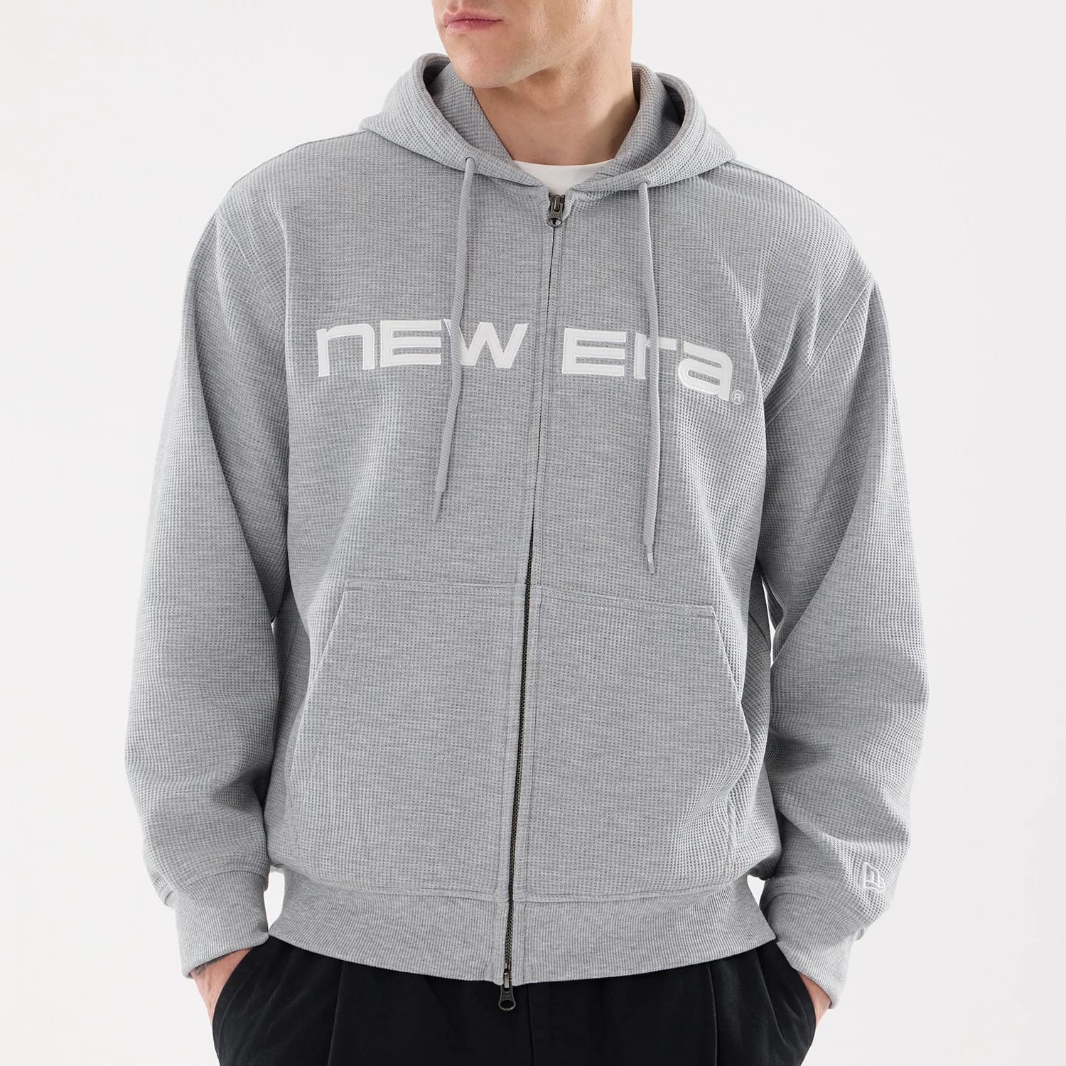 New Era Waffle Grey Full Zip Hoodie - Image 3