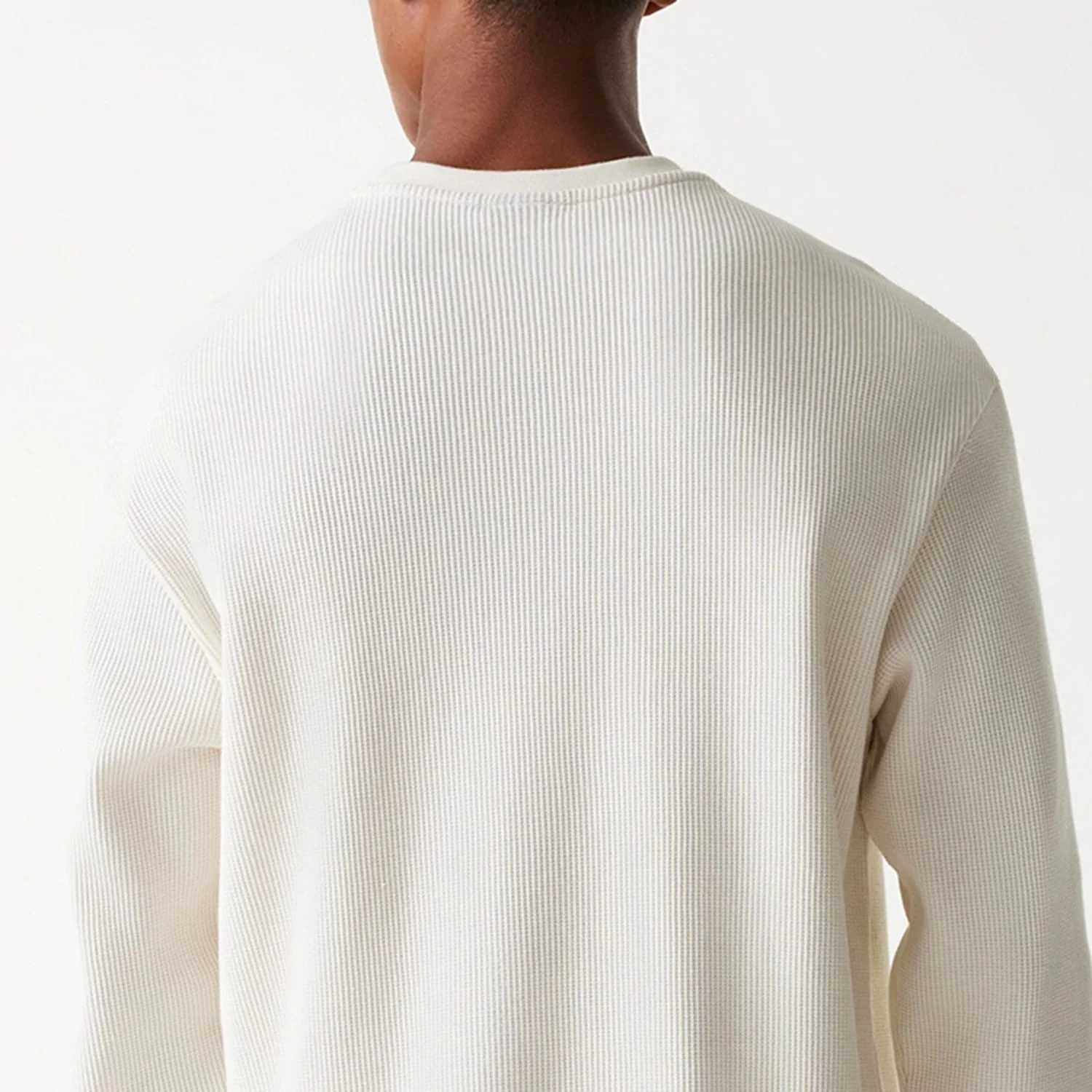 New Era Waffle Open White Oversized Crew Neck Sweater - Image 4