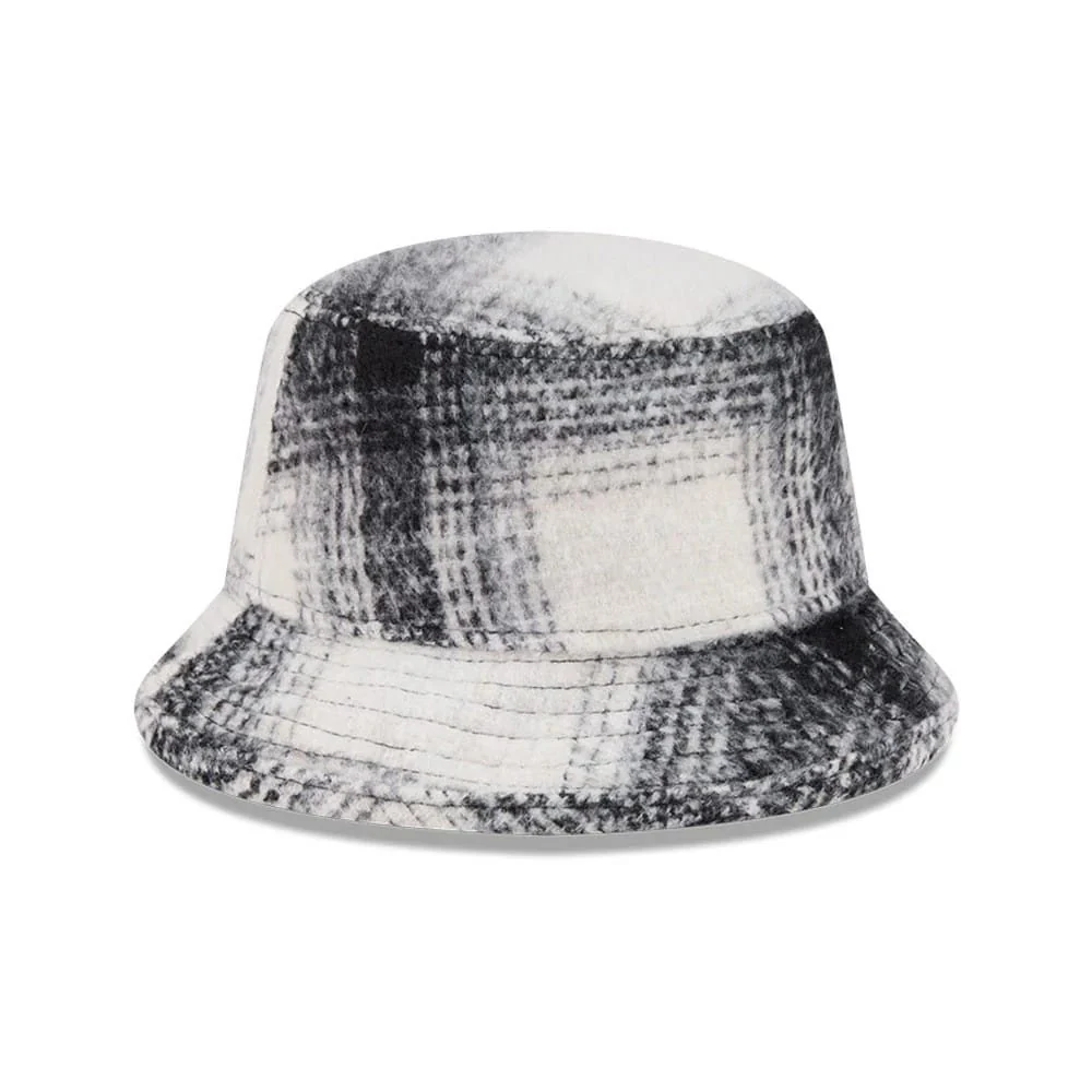 New Era White & Black Plaid Bucket Hat - Image 5