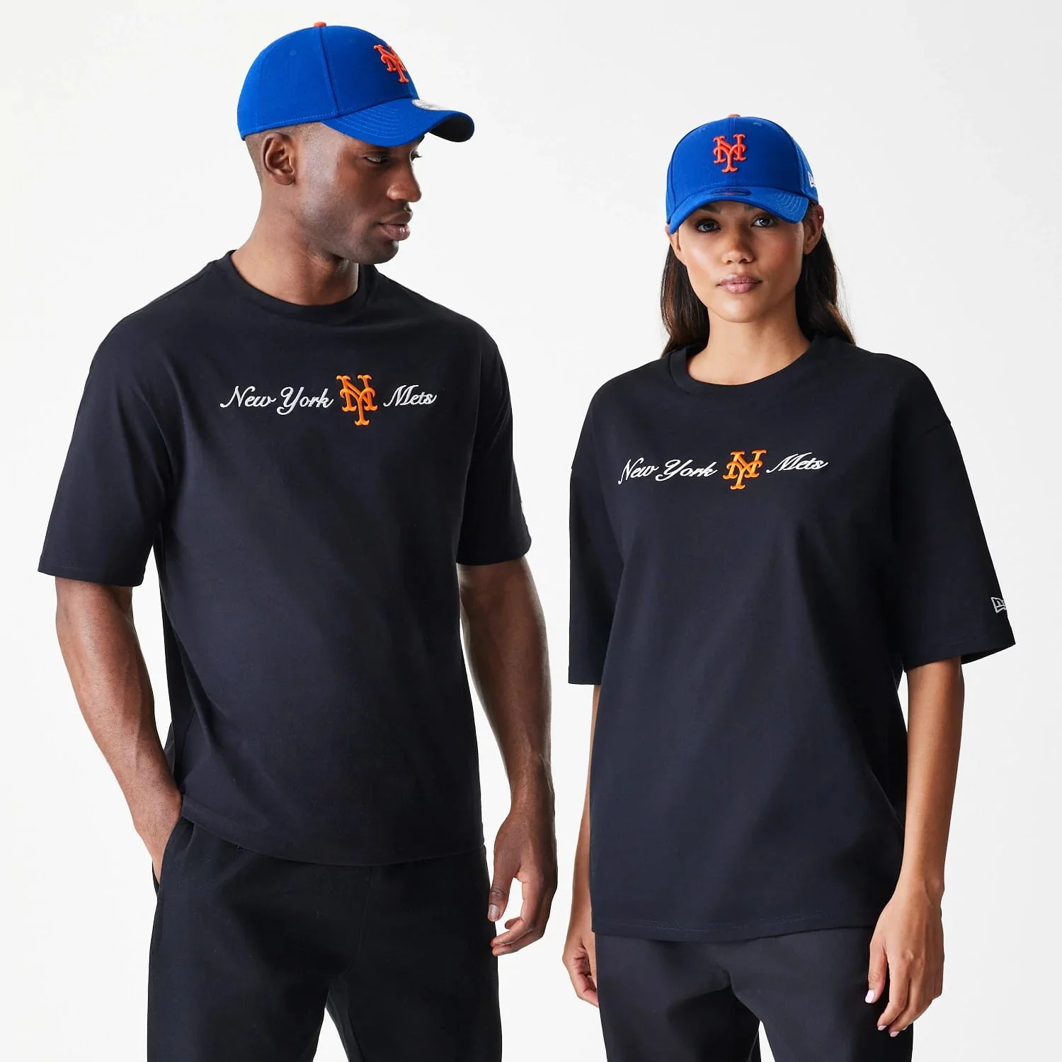 New York Mets MLB Script Black Oversized T-Shirt