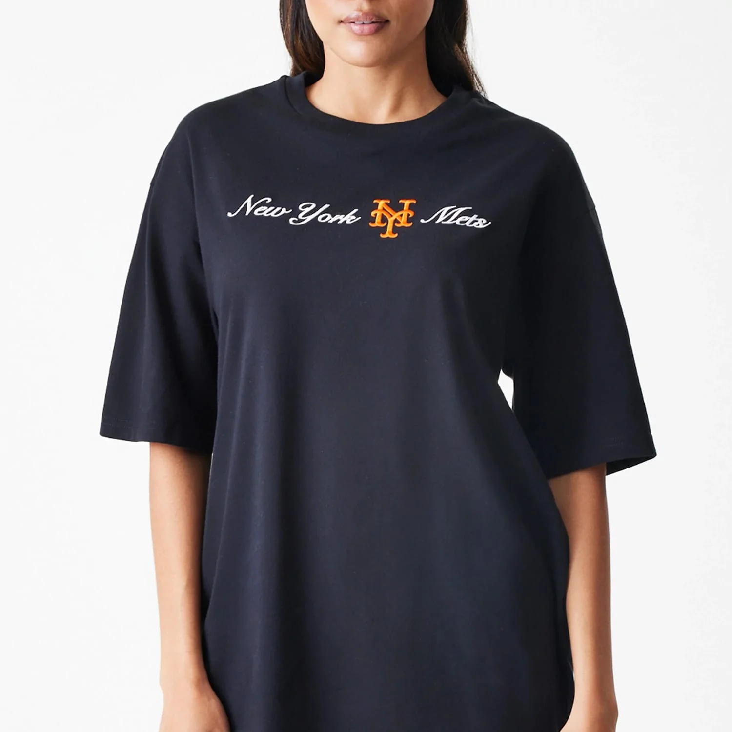 New York Mets MLB Script Black Oversized T-Shirt - Image 6