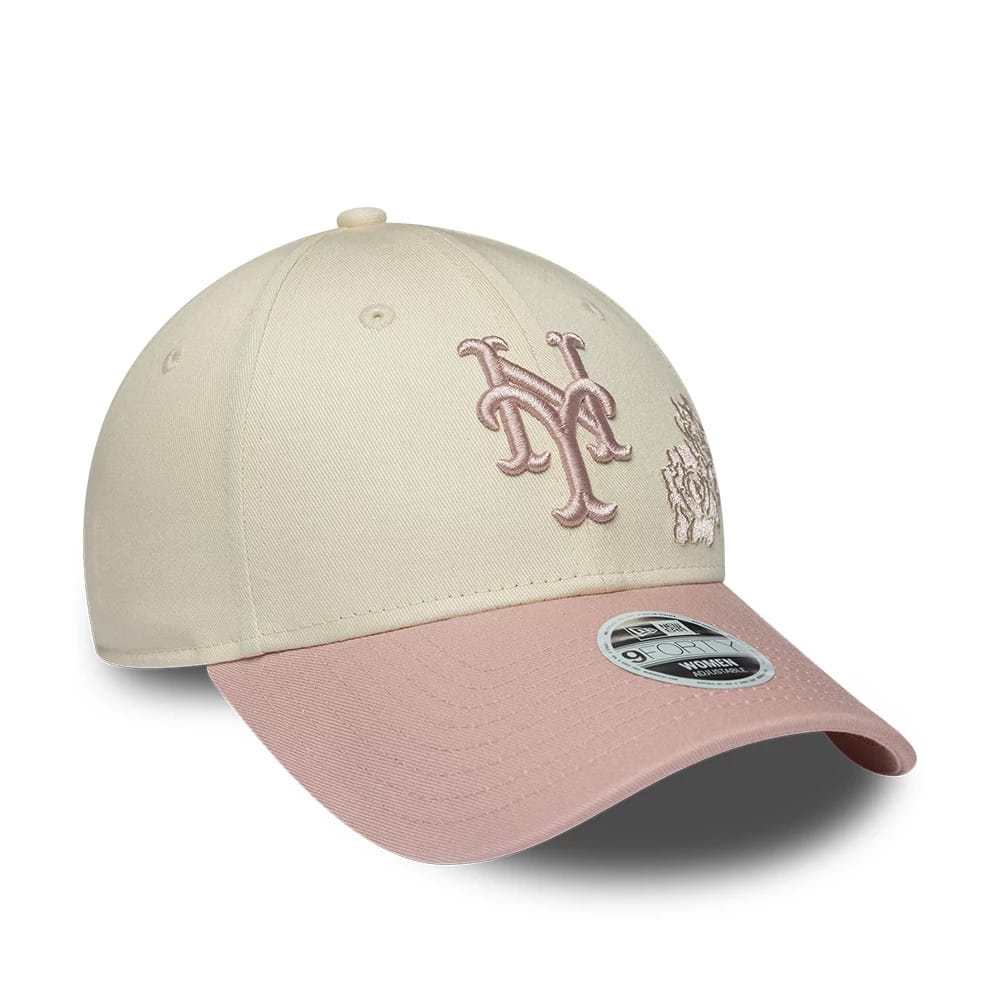 New York Mets Womens MLB Floral Cream 9FORTY Adjustable Cap - Image 3