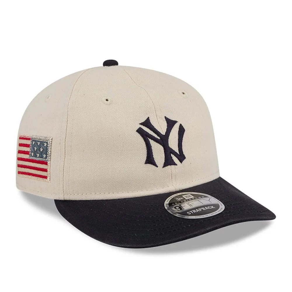 New York Yankees MLB Americana Herringbone White Retro Crown 9FIFTY Adjustable Cap