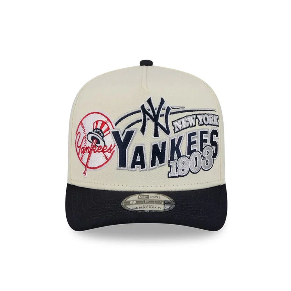 New York Yankees MLB Classic Cream 9FIFTY A-Frame Snapback Adjustable Cap - Image 3