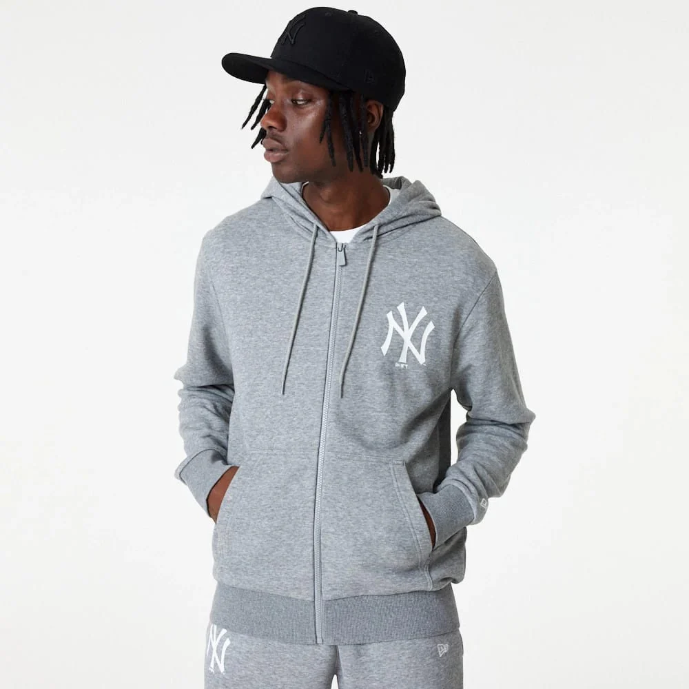 New York Yankees MLB Essential Grey Full Zip Hoodie