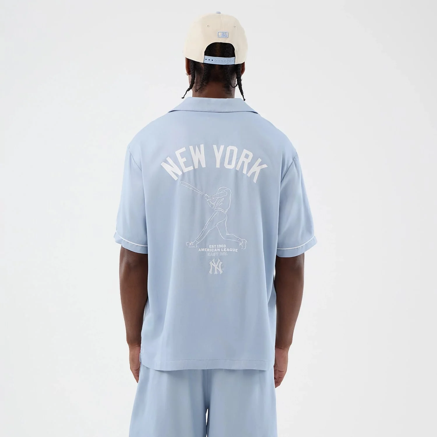 New York Yankees MLB Graphic Revere Pastel Blue Short Sleeve Shirt - Image 2