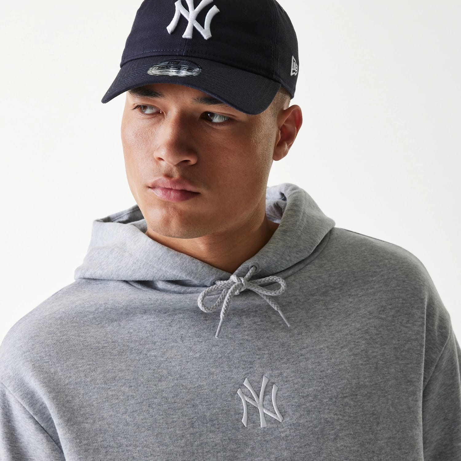 New York Yankees MLB League Essential Grey Oversized Pullover Hoodie - Image 4