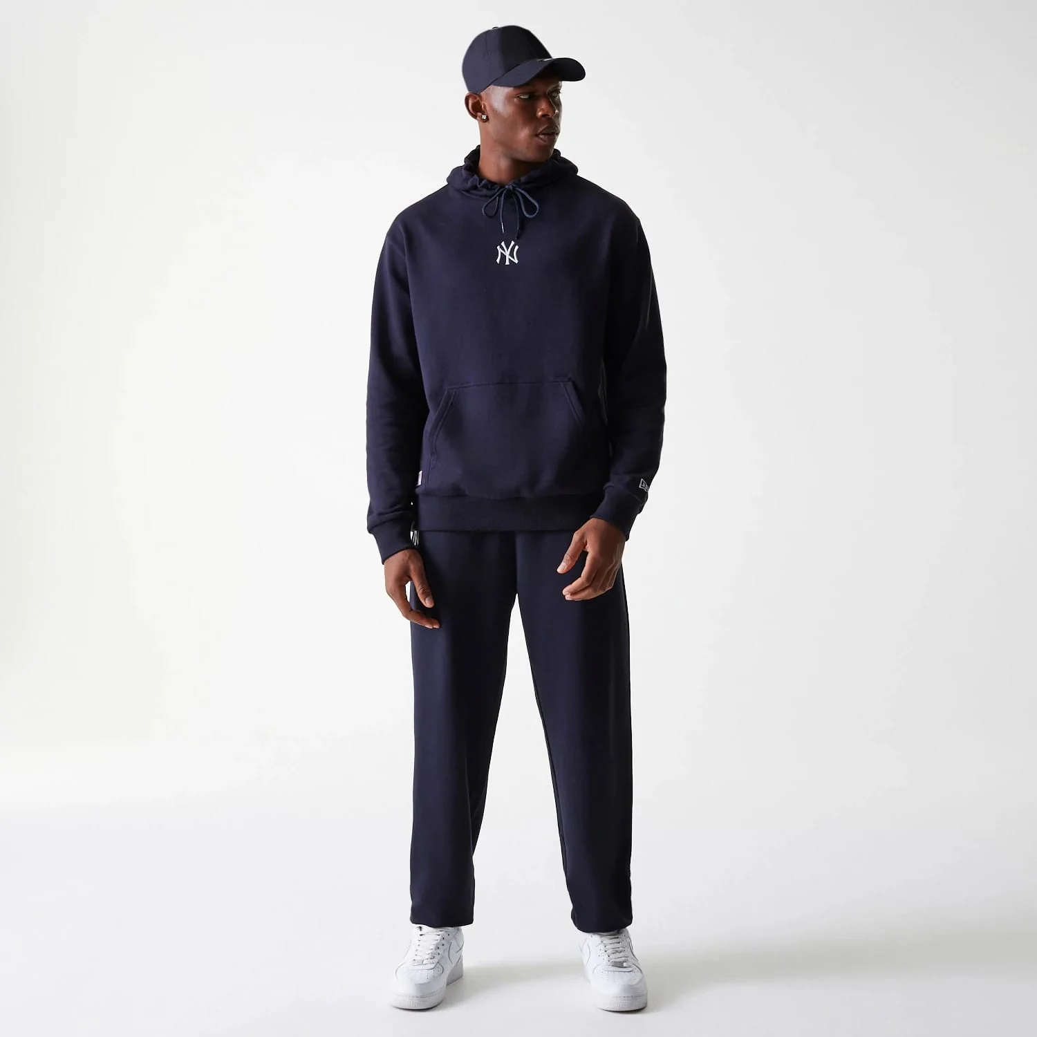 New York Yankees MLB League Essential Midi French Terry Navy Oversized Pullover Hoodie - Image 8