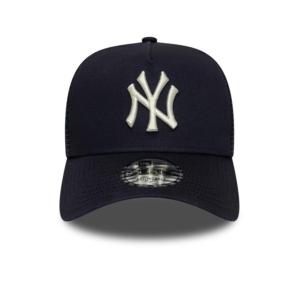 New York Yankees MLB Mesh Navy 9FORTY A-Frame Trucker Adjustable Cap - Image 2