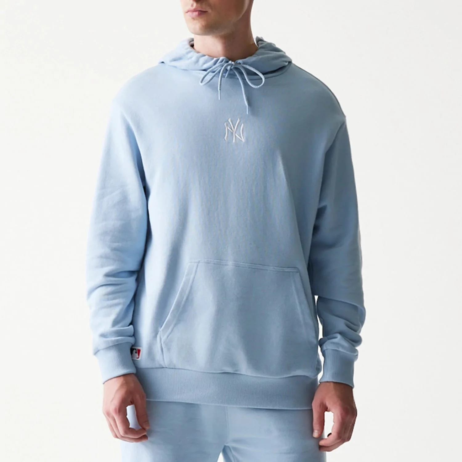 New York Yankees MLB Midi Pastel Blue Oversized Pullover Hoodie - Image 3
