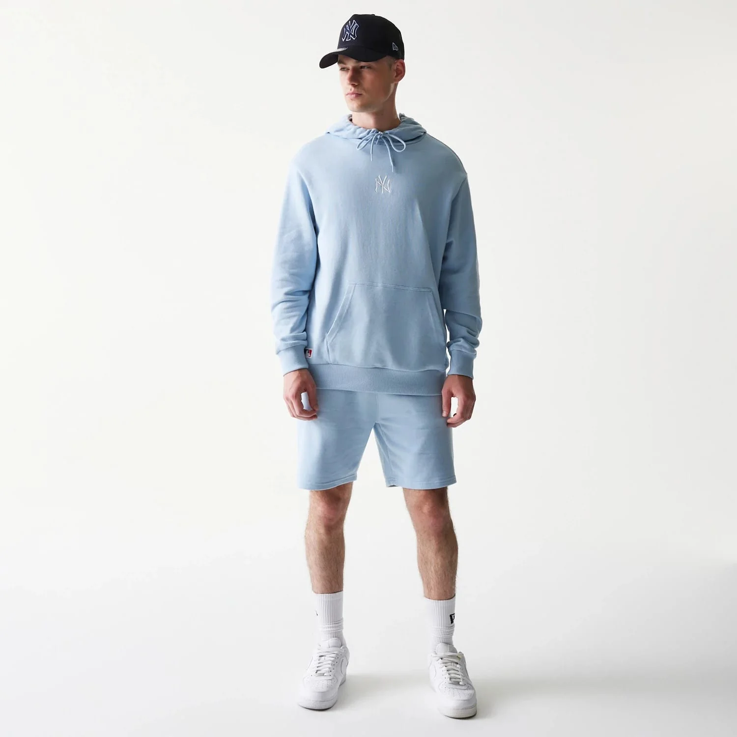 New York Yankees MLB Midi Pastel Blue Oversized Pullover Hoodie - Image 8