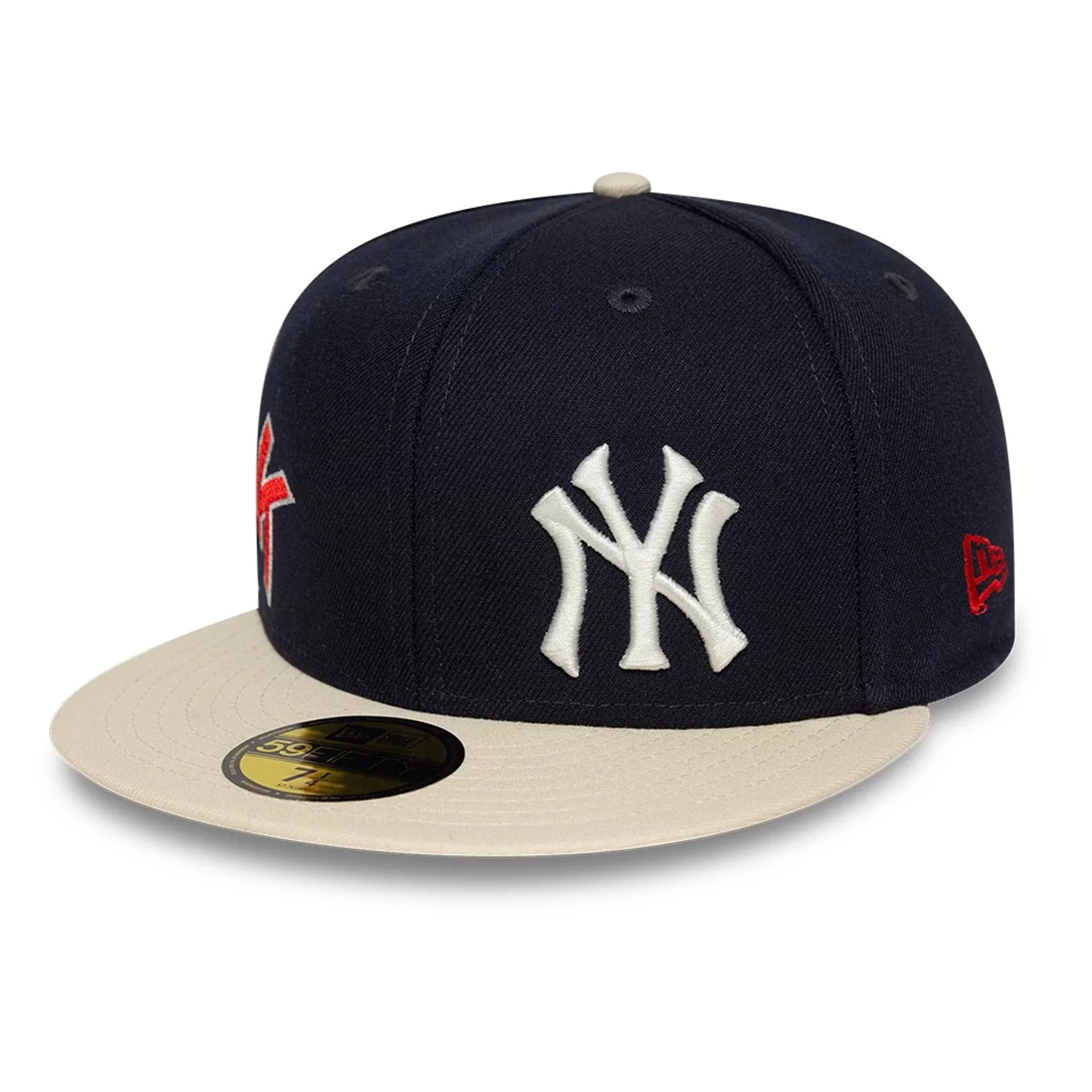 New York Yankees MLB Multi Logo Satin Lined Navy 59FIFTY Fitted Cap