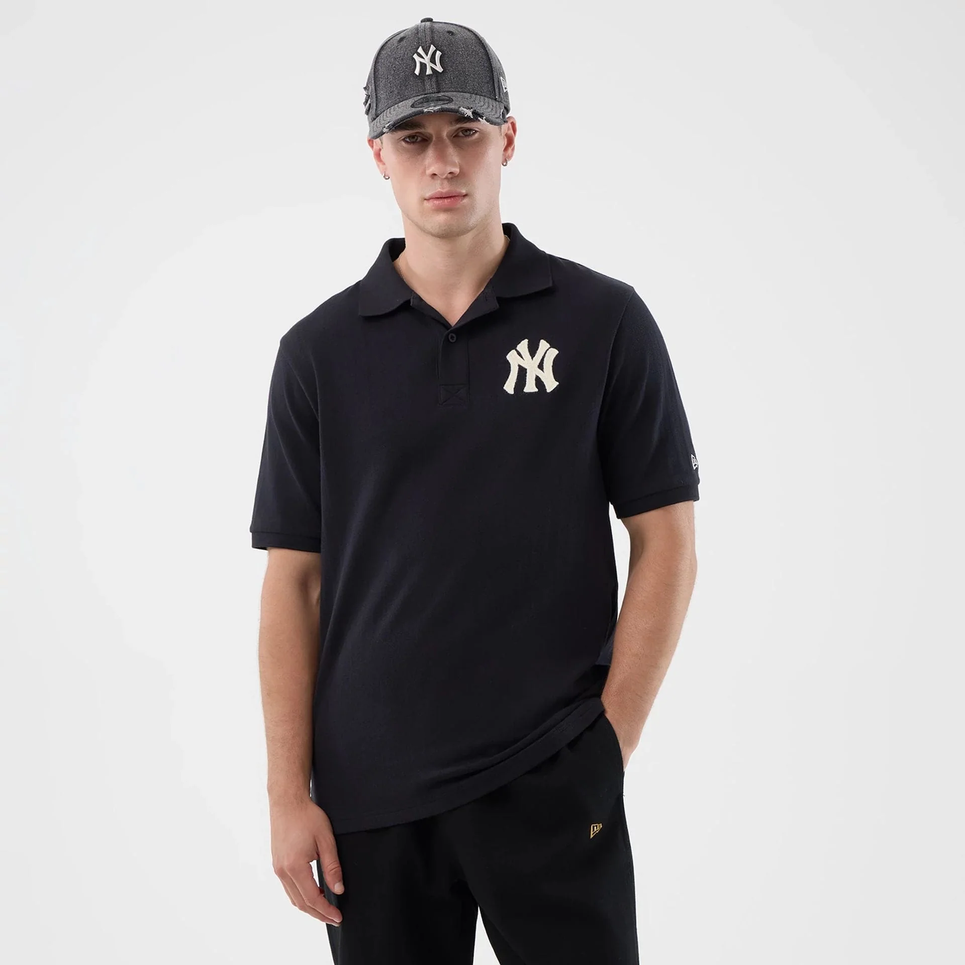 New York Yankees MLB Rib Navy Polo T-Shirt