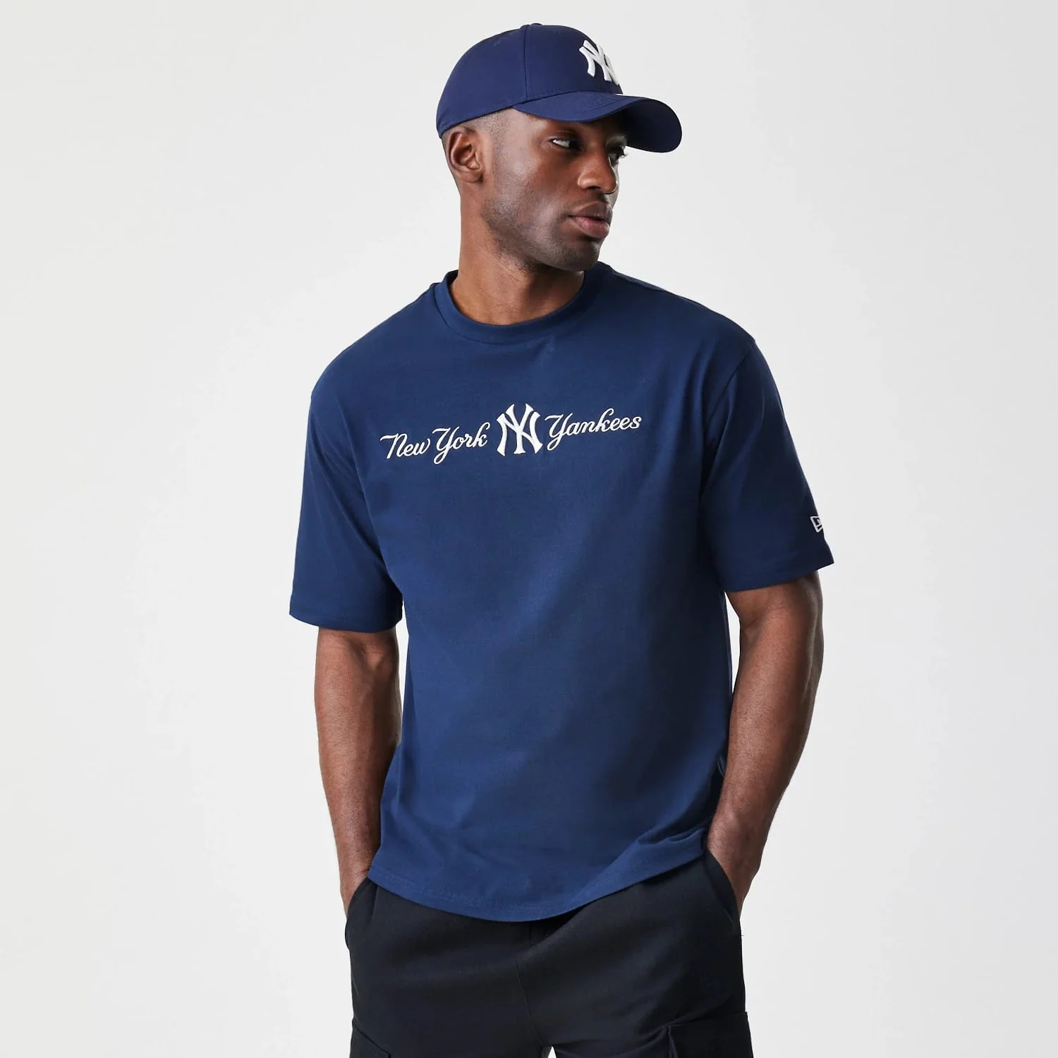 New York Yankees MLB Script Navy Oversized T-Shirt