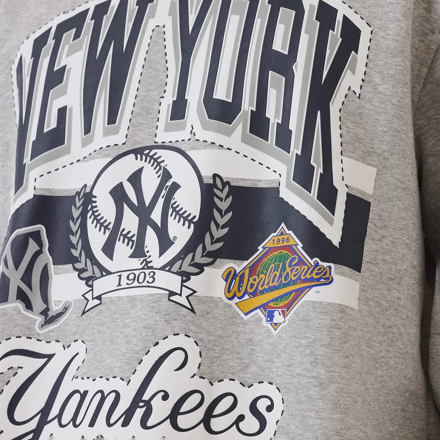 New York Yankees MLB Sport Classic Grey Crew Neck Sweater - Image 4