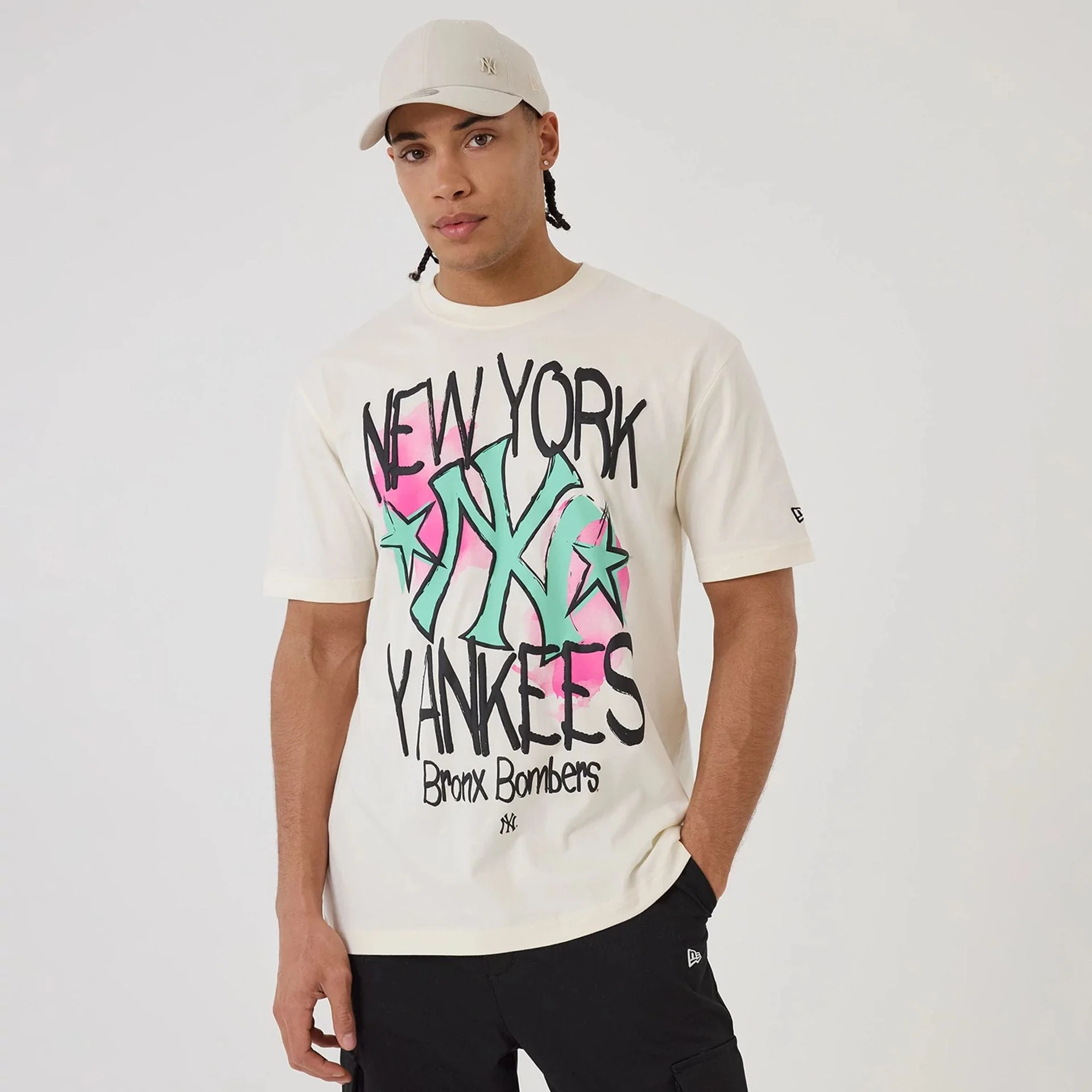 New York Yankees MLB Street Art Graphic Light Beige T-Shirt