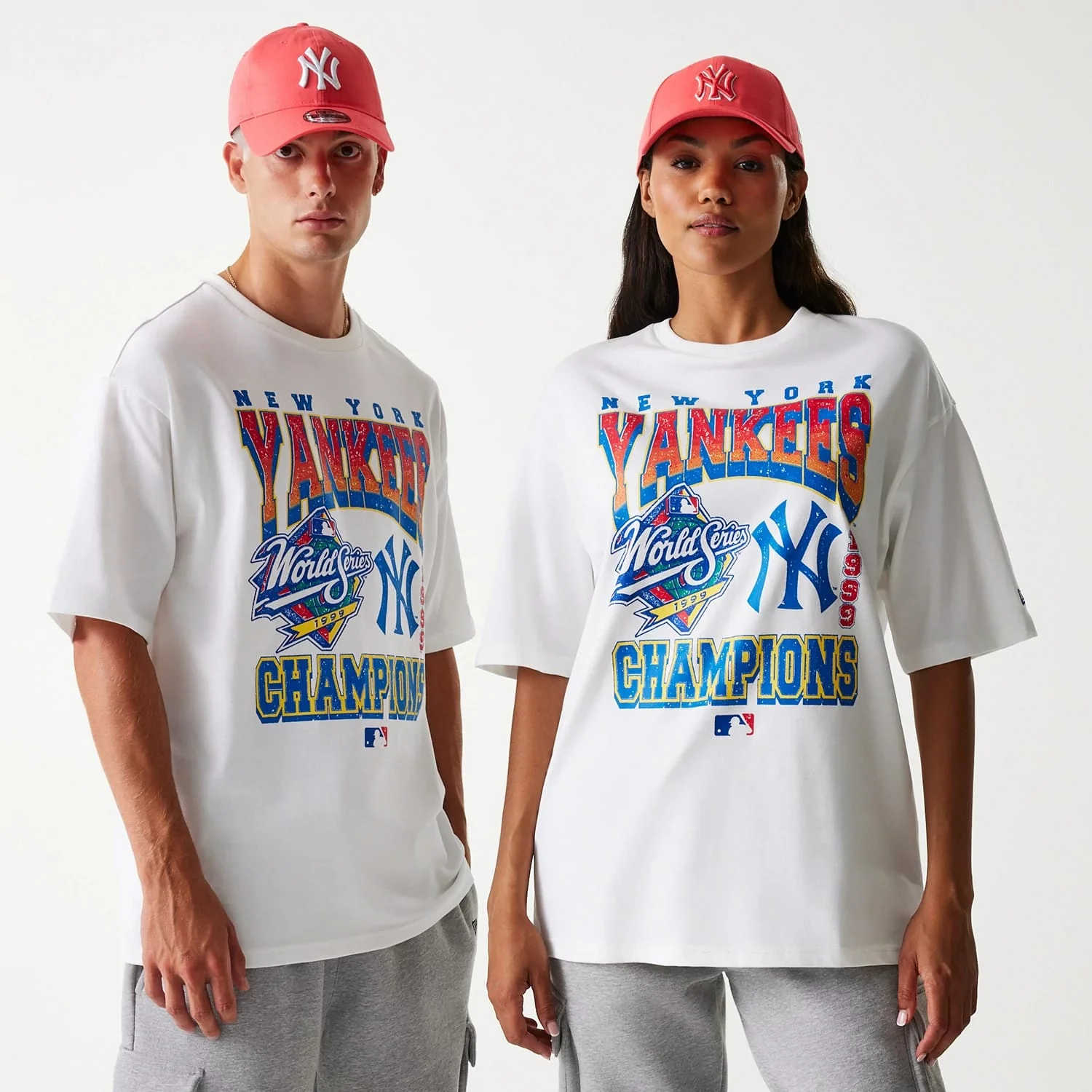 New York Yankees MLB World Series White Oversized T-Shirt