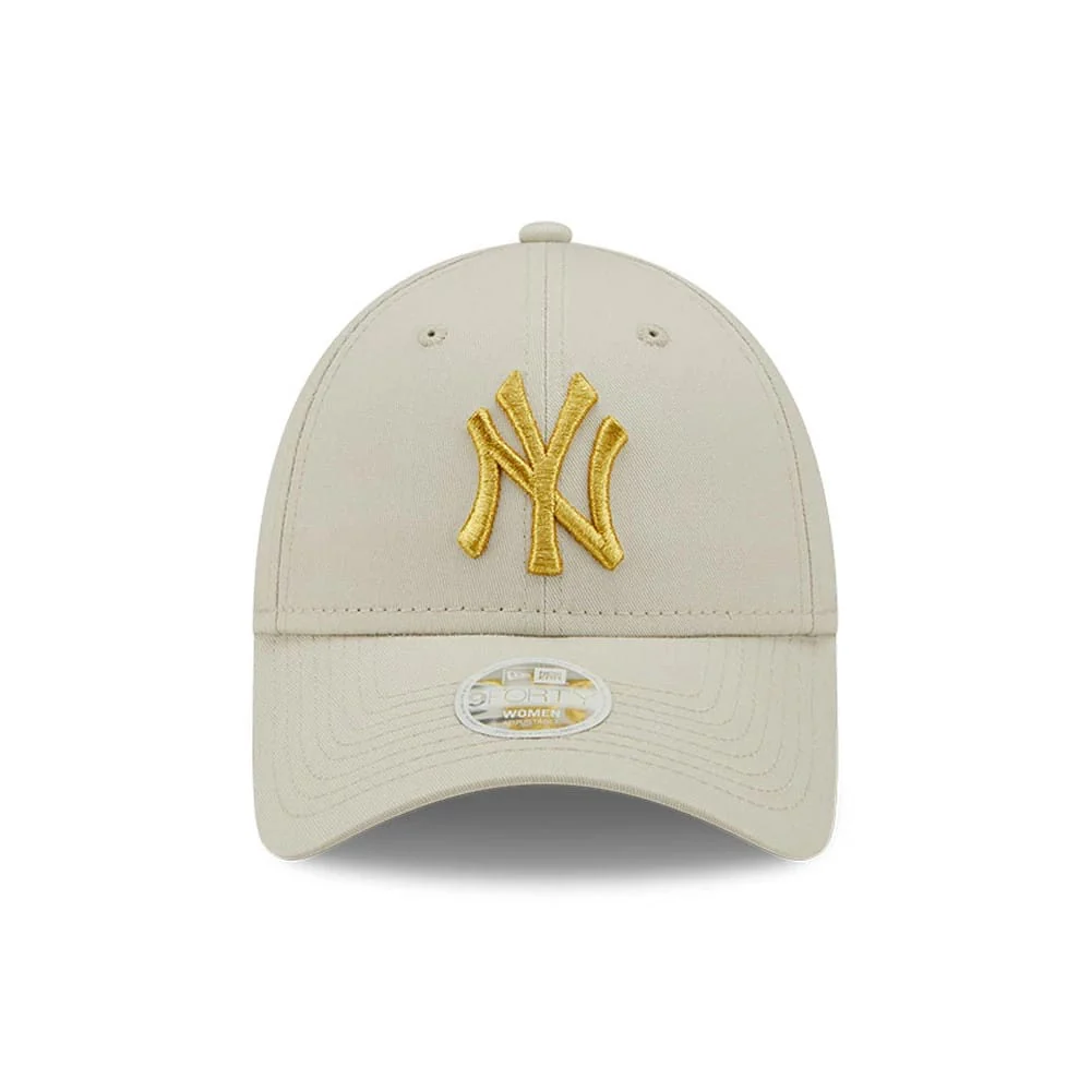 New York Yankees Womens Metallic Logo Cream 9FORTY Adjustable Cap - Image 2