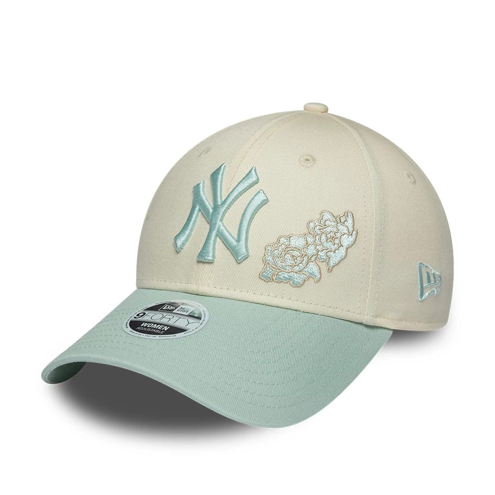 New York Yankees Womens MLB Floral Cream 9FORTY Adjustable Cap