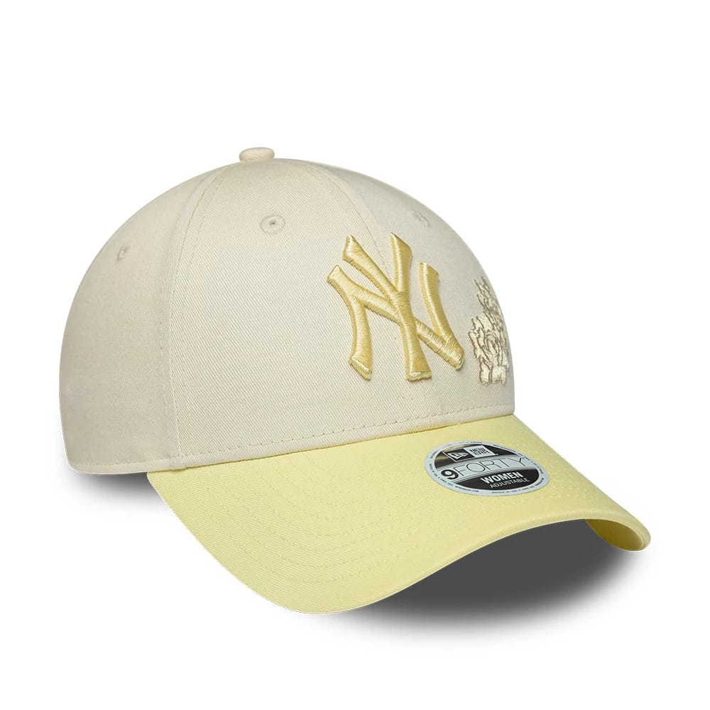 New York Yankees Womens MLB Floral Cream & Yellow 9FORTY Adjustable Cap - Image 3