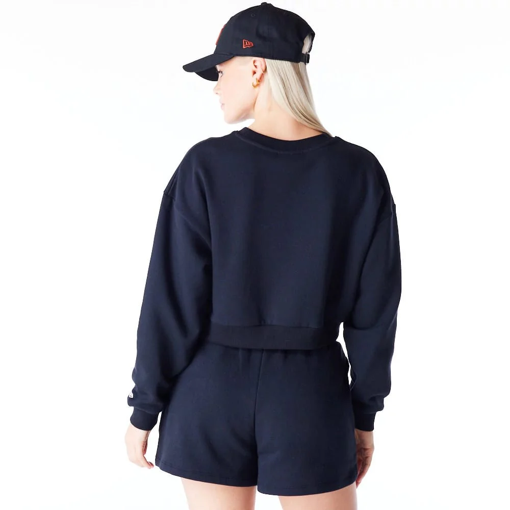 New York Yankees Womens MLB League Essential Black Crop Crew Neck Sweatshirt - Image 4