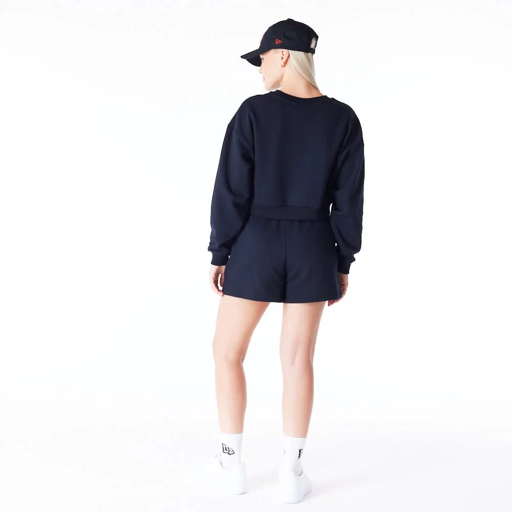New York Yankees Womens MLB League Essential Black Crop Crew Neck Sweatshirt - Image 5