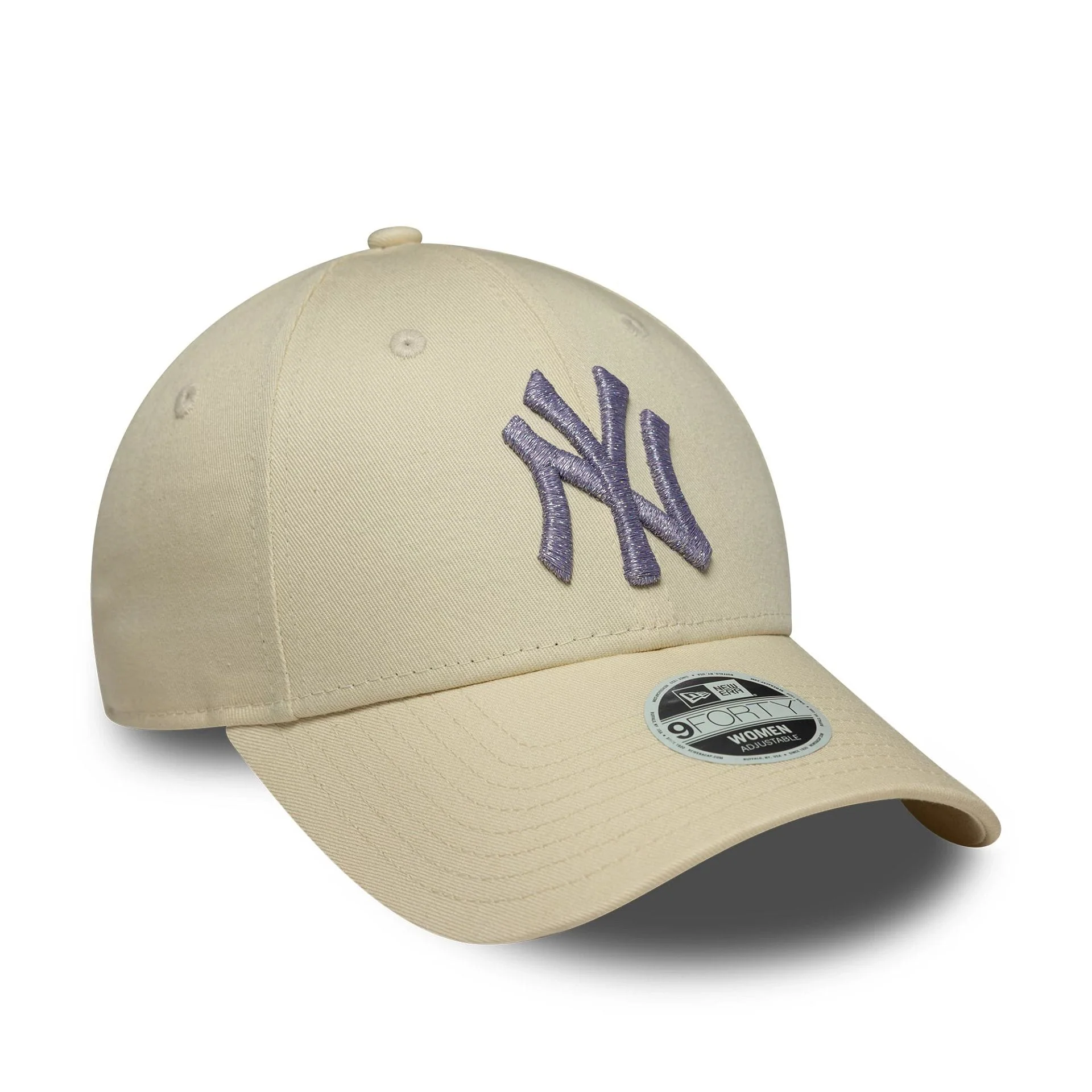 New York Yankees Womens MLB Metallic Logo Light Beige 9FORTY Cap - Image 3