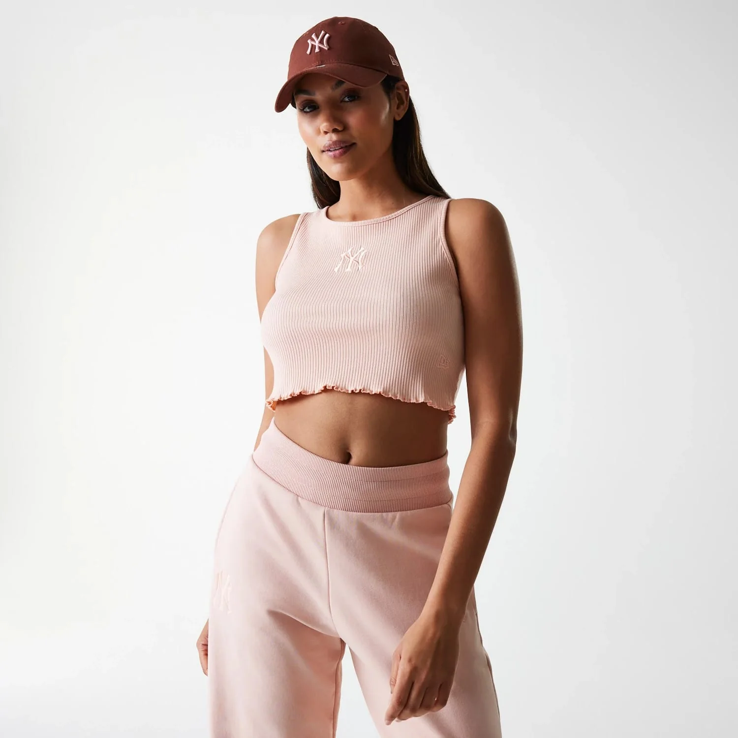 New York Yankees Womens MLB Rib Pastel Pink Rib Tank Top
