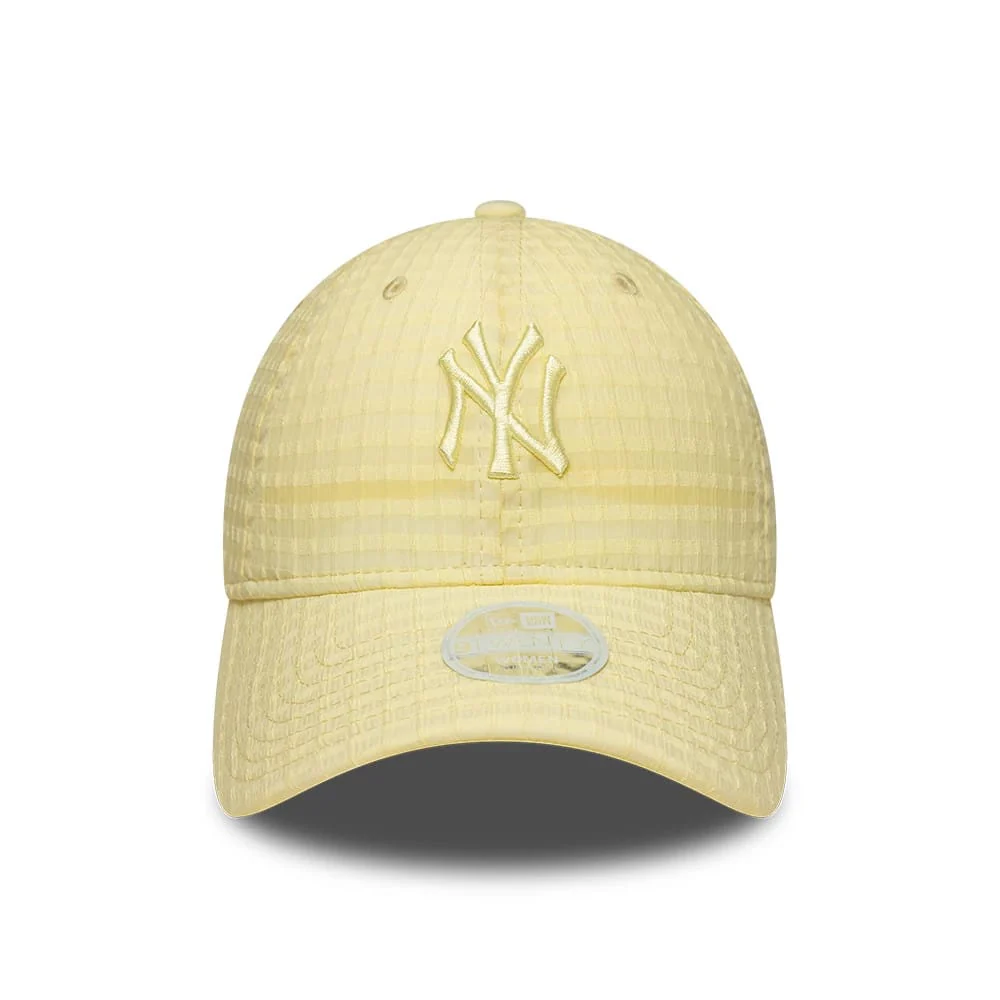 New York Yankees Womens MLB Seersucker Pastel Yellow 9TWENTY Adjustable Cap - Image 2