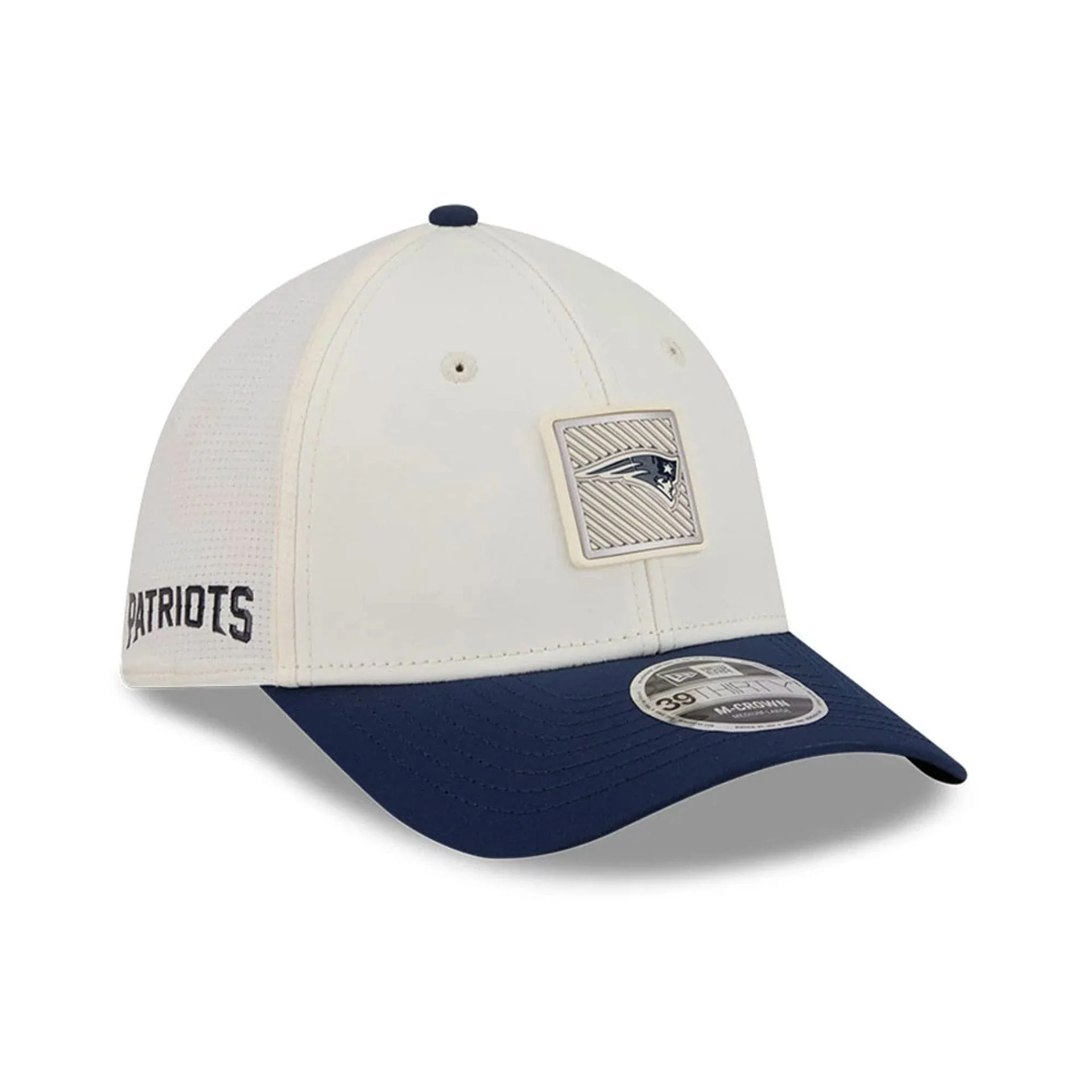 Patriots NFL Training 2026 White 39THIRTY M-Crown Stretch Fit Cap