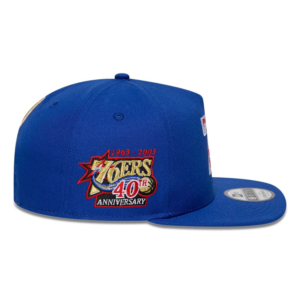 Philadelphia 76ers NBA Hardwood Classic Blue 9FIFTY A-Frame Snapback Adjustable Cap - Image 5