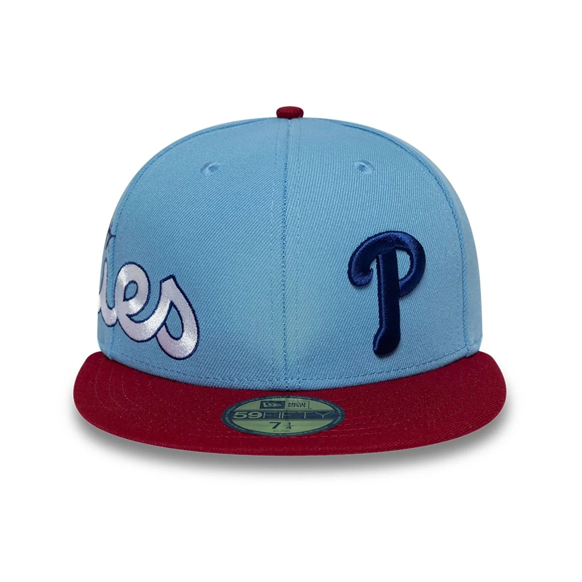 Philadelphia Phillies MLB Multi Logo Satin Lined Pastel Blue 59FIFTY Fitted Cap - Image 3