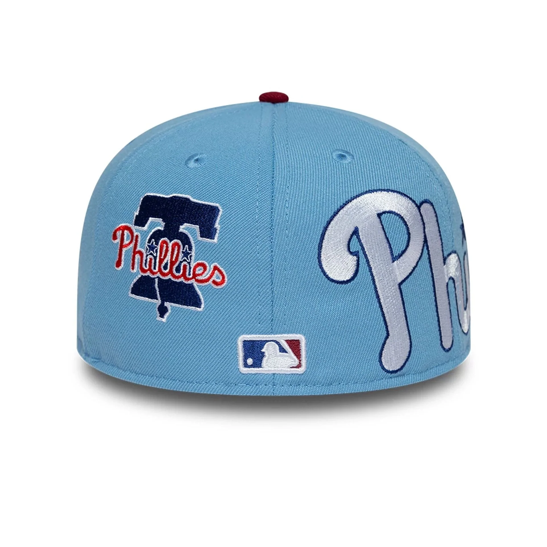 Philadelphia Phillies MLB Multi Logo Satin Lined Pastel Blue 59FIFTY Fitted Cap - Image 4
