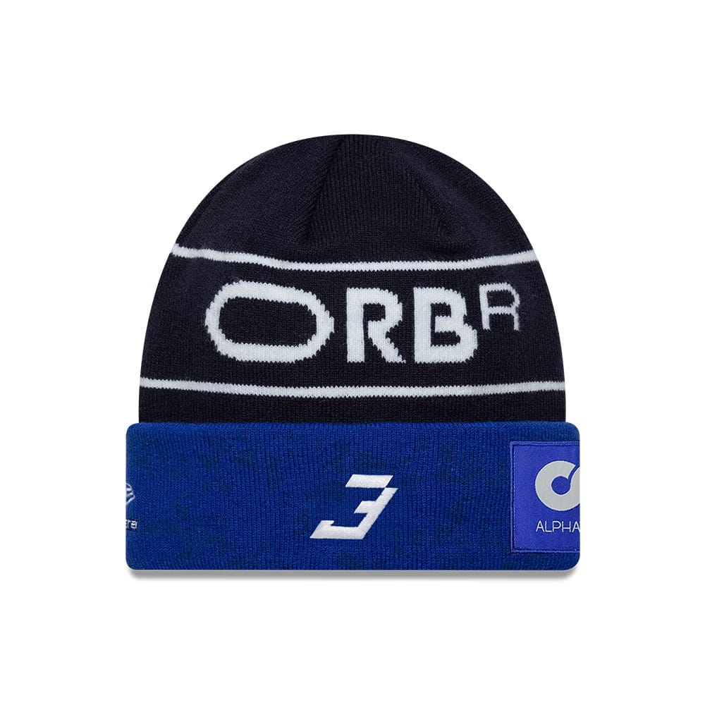 Red Bull Racing Replica Max Verstappen Dark Blue Cuff Knit Beanie Hat - Image 2