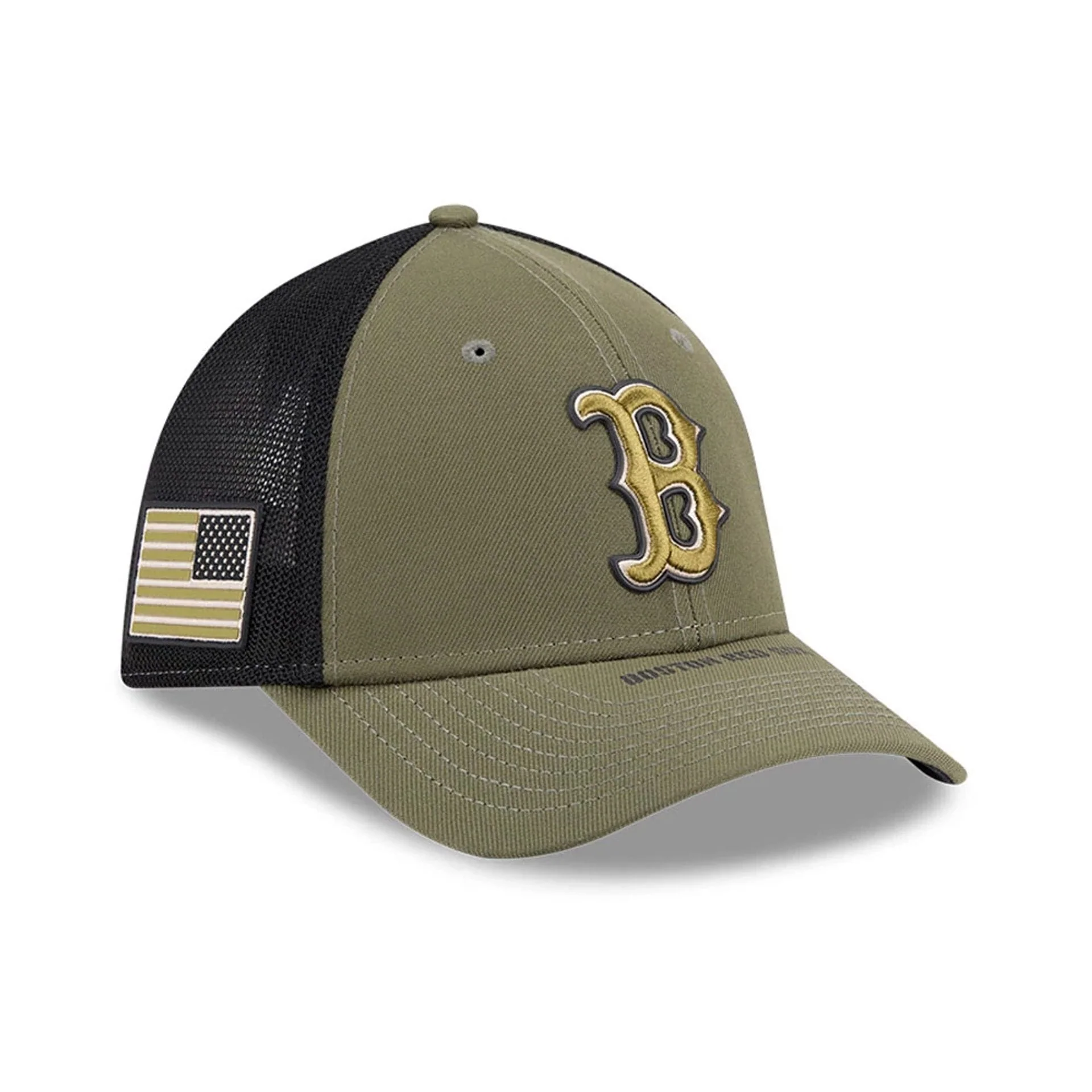 Red Sox MLB Armed Forces Day 2026 Green 39THIRTY M-Crown Stretch Fit Cap
