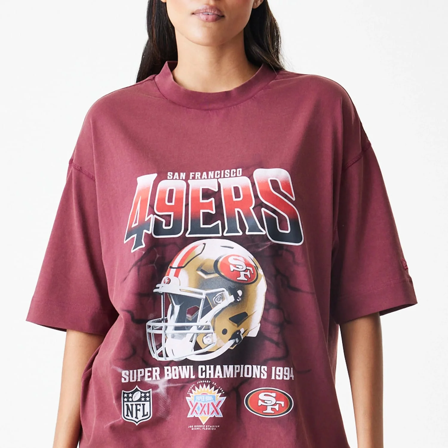 San Francisco 49ers NFL Washed Boxy Dark Red Oversized T-Shirt - Image 6