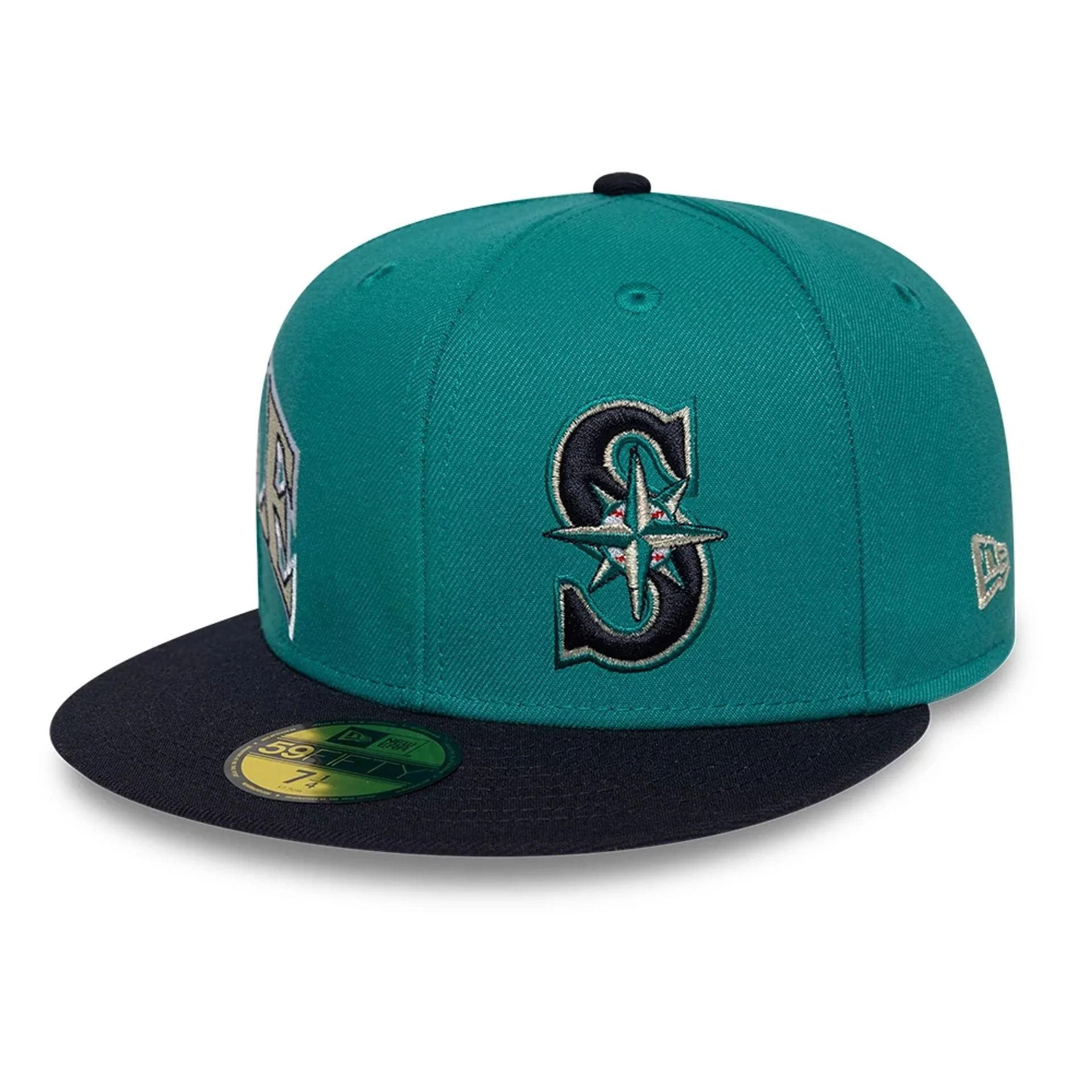 Seattle Mariners MLB Multi Logo Satin Lined Green 59FIFTY Fitted Cap