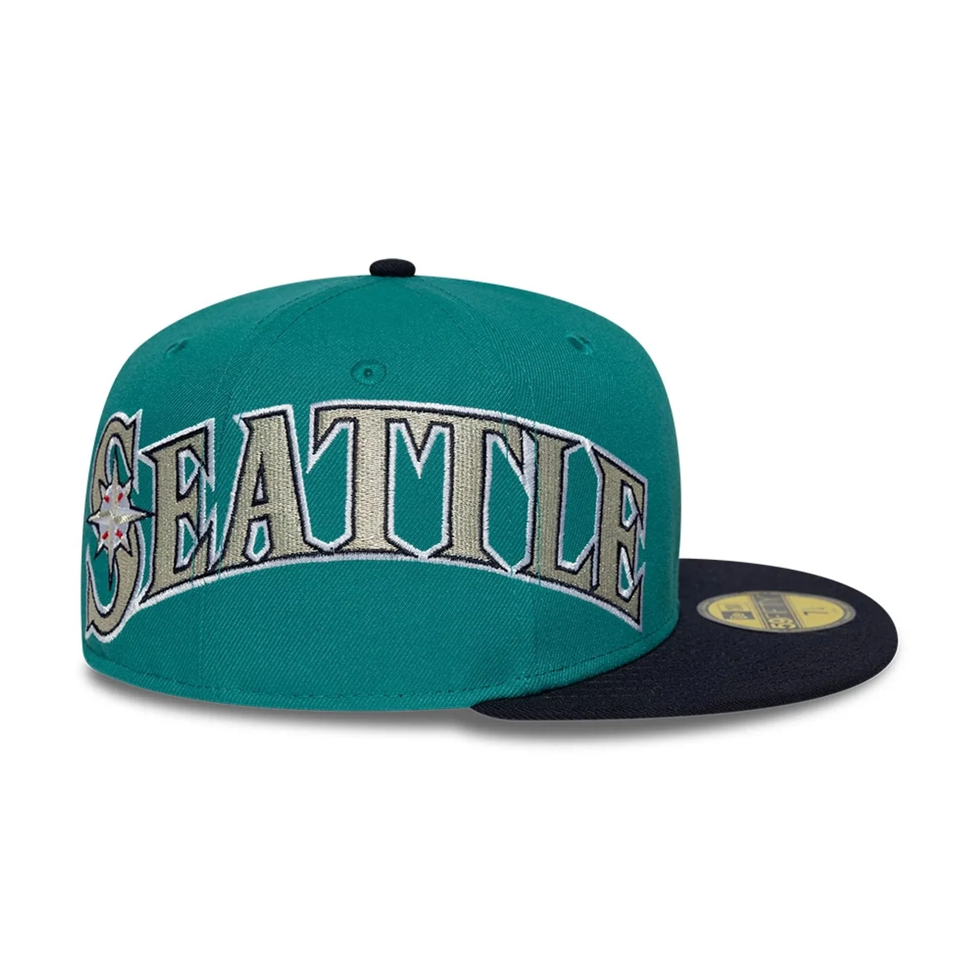Seattle Mariners MLB Multi Logo Satin Lined Green 59FIFTY Fitted Cap - Image 6