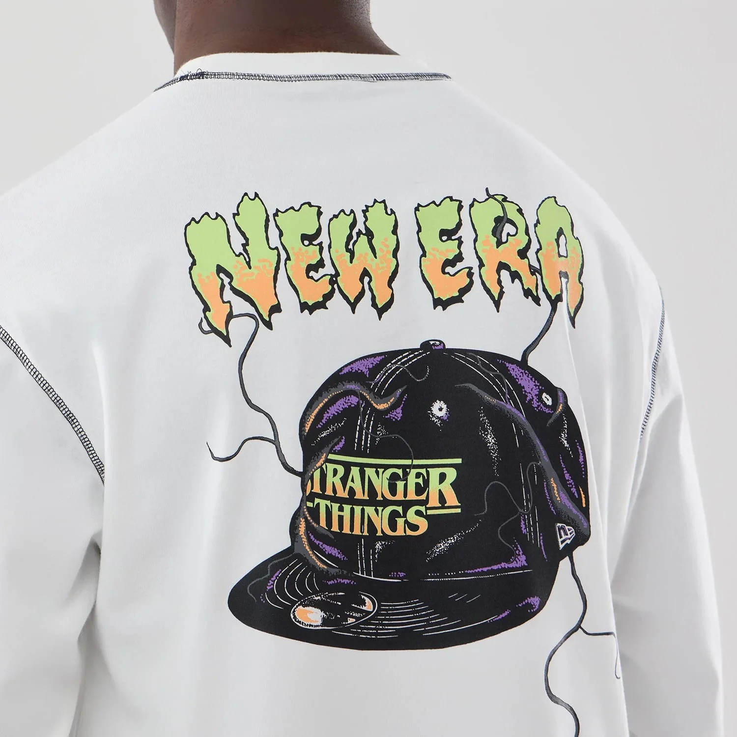 Stranger Things White Oversized Long Sleeve T-Shirt - Image 4