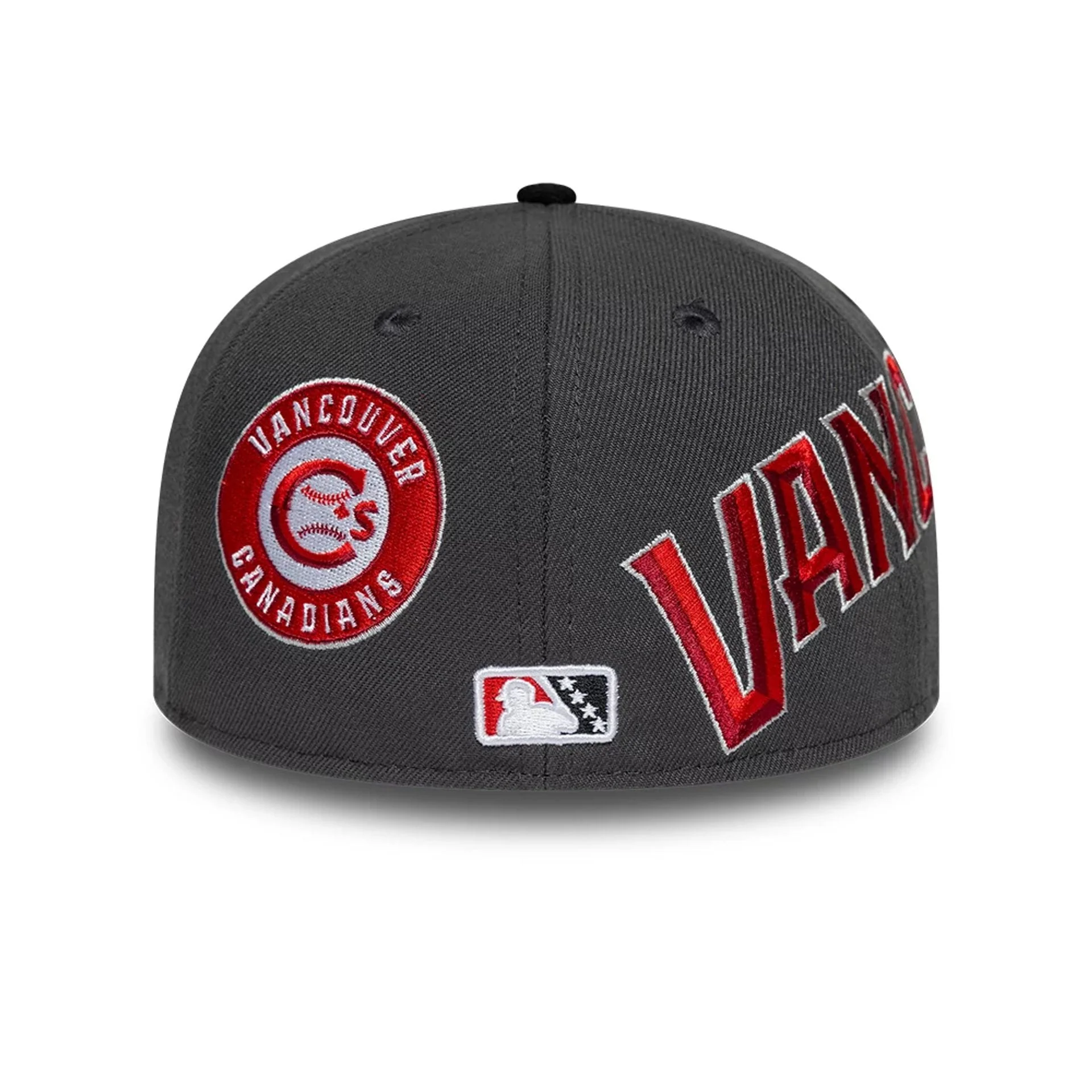 Vancouver Canadians MiLB Multi Logo Satin Lined Charcoal 59FIFTY Fitted Cap - Image 4