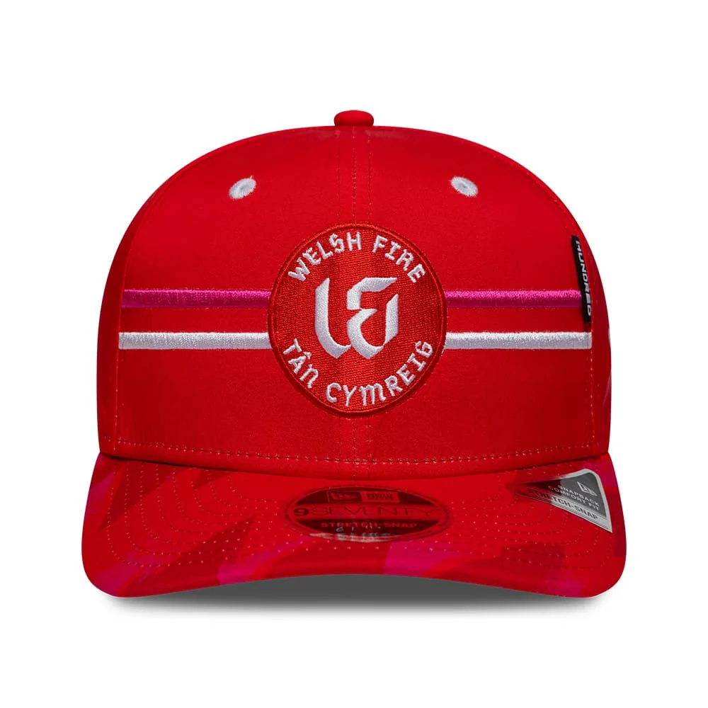 Welsh Fire Tan Cymreig The Hundred 2026 Red 9SEVENTY Stretch Snap Adjustable Cap - Image 2