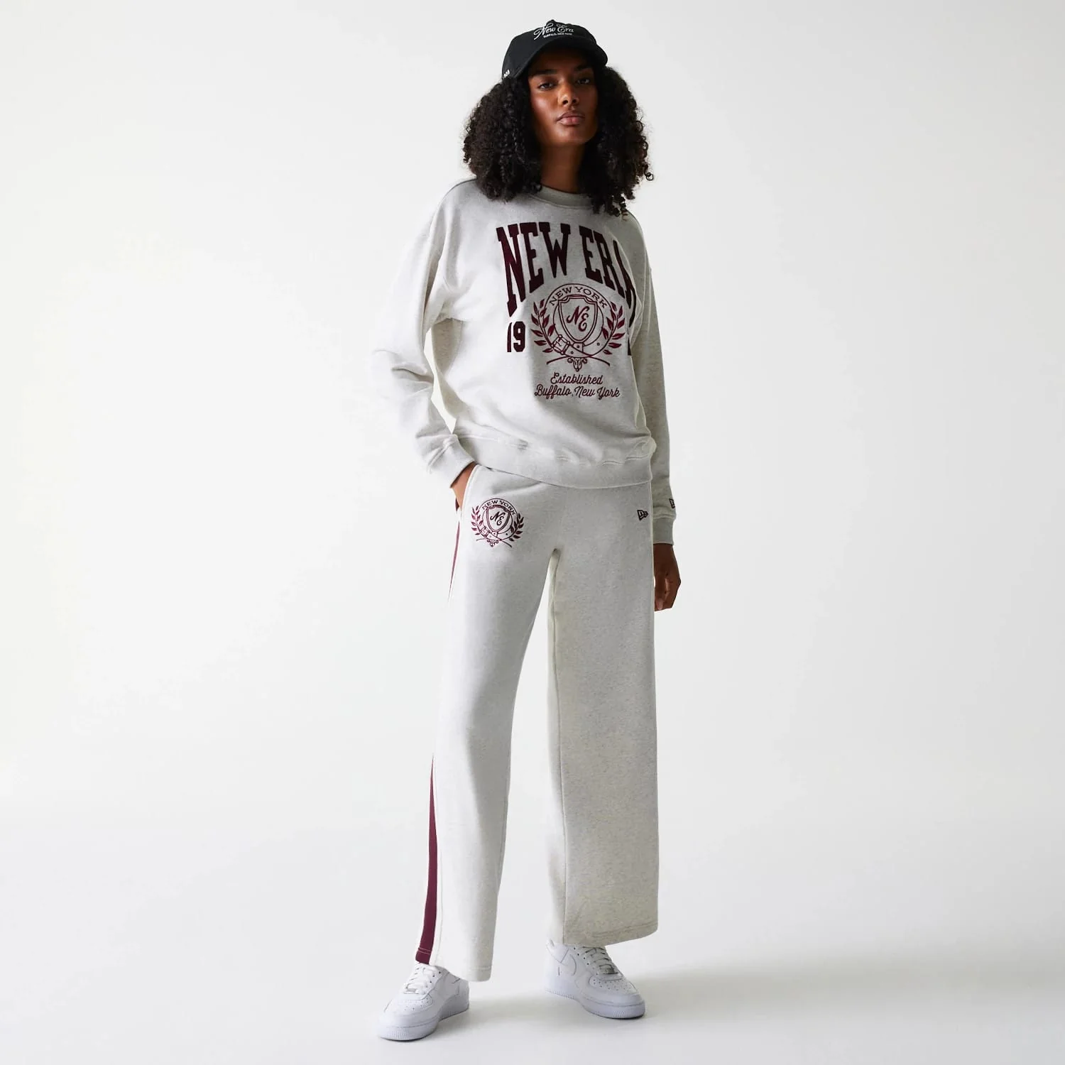 Womens New Era Crest Graphic Pastel Grey Crew Neck Sweater - Image 8