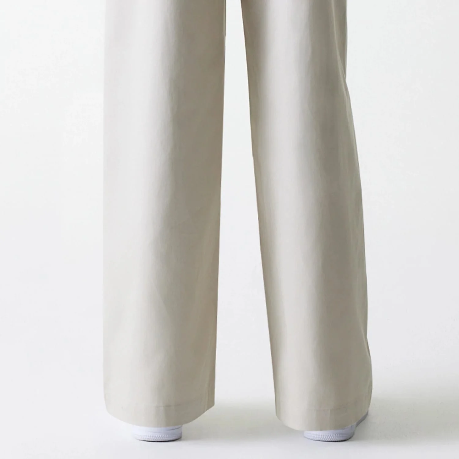 Womens New Era Light Beige Wide Leg Chino Trousers - Image 3