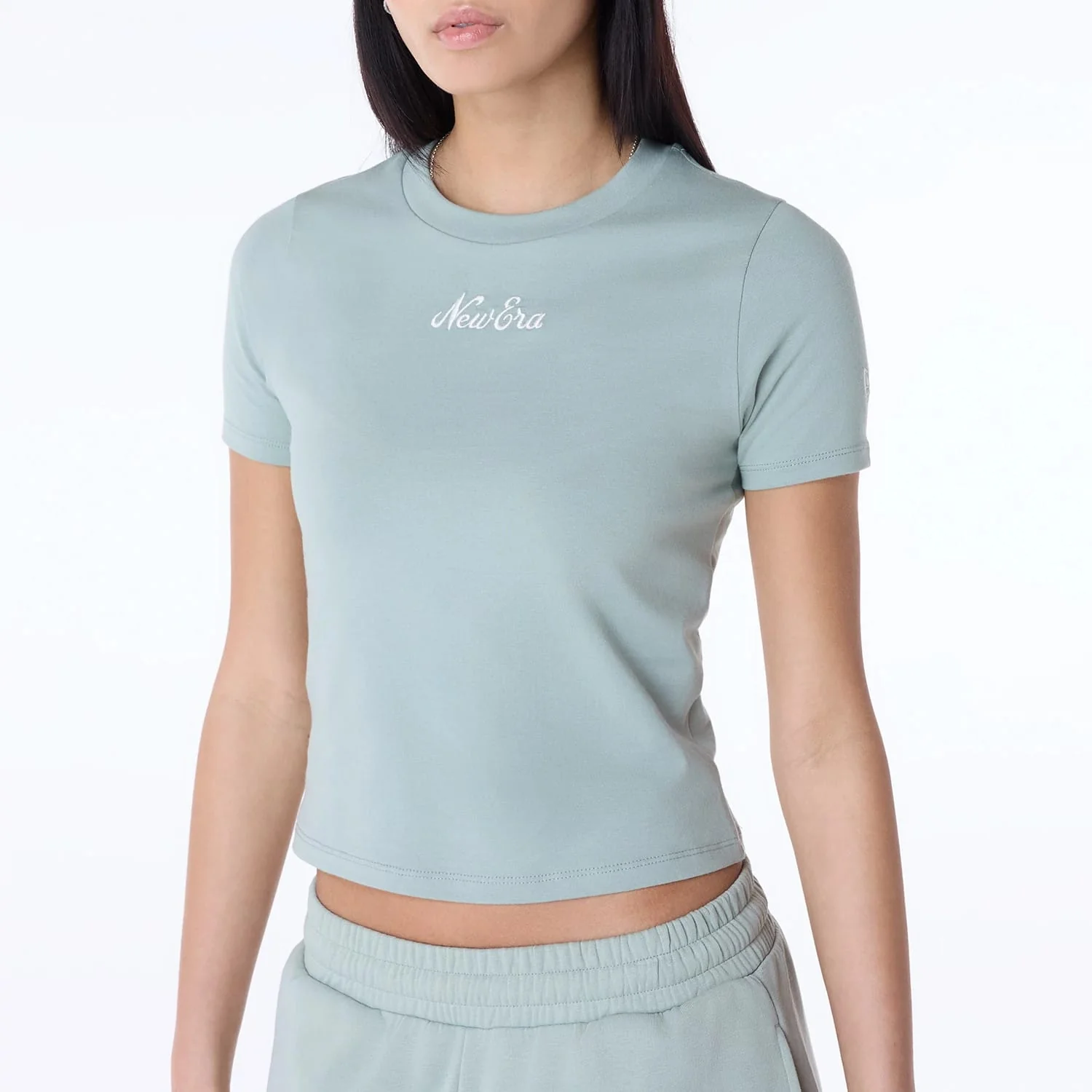 Womens New Era Slim Pastel Blue T-Shirt - Image 2