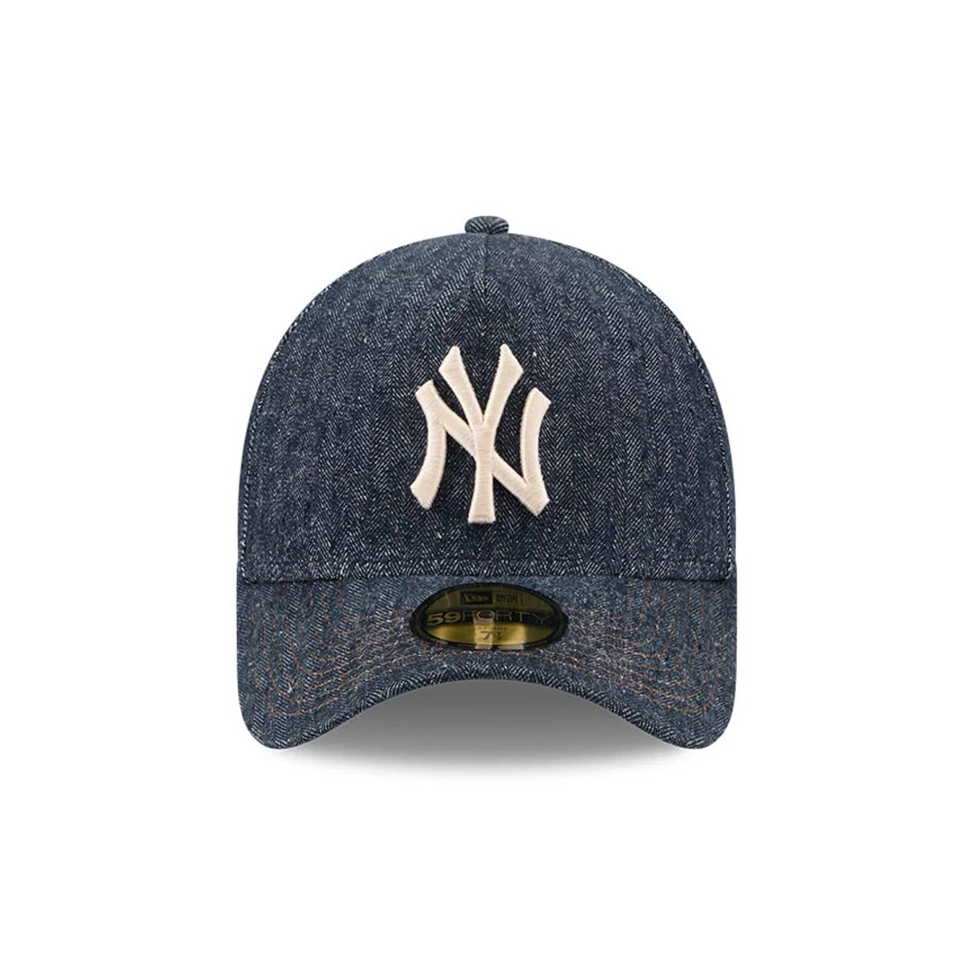 Yankees MLB Herringbone Denim Navy 59FORTY A-Frame Fitted Cap - Image 3
